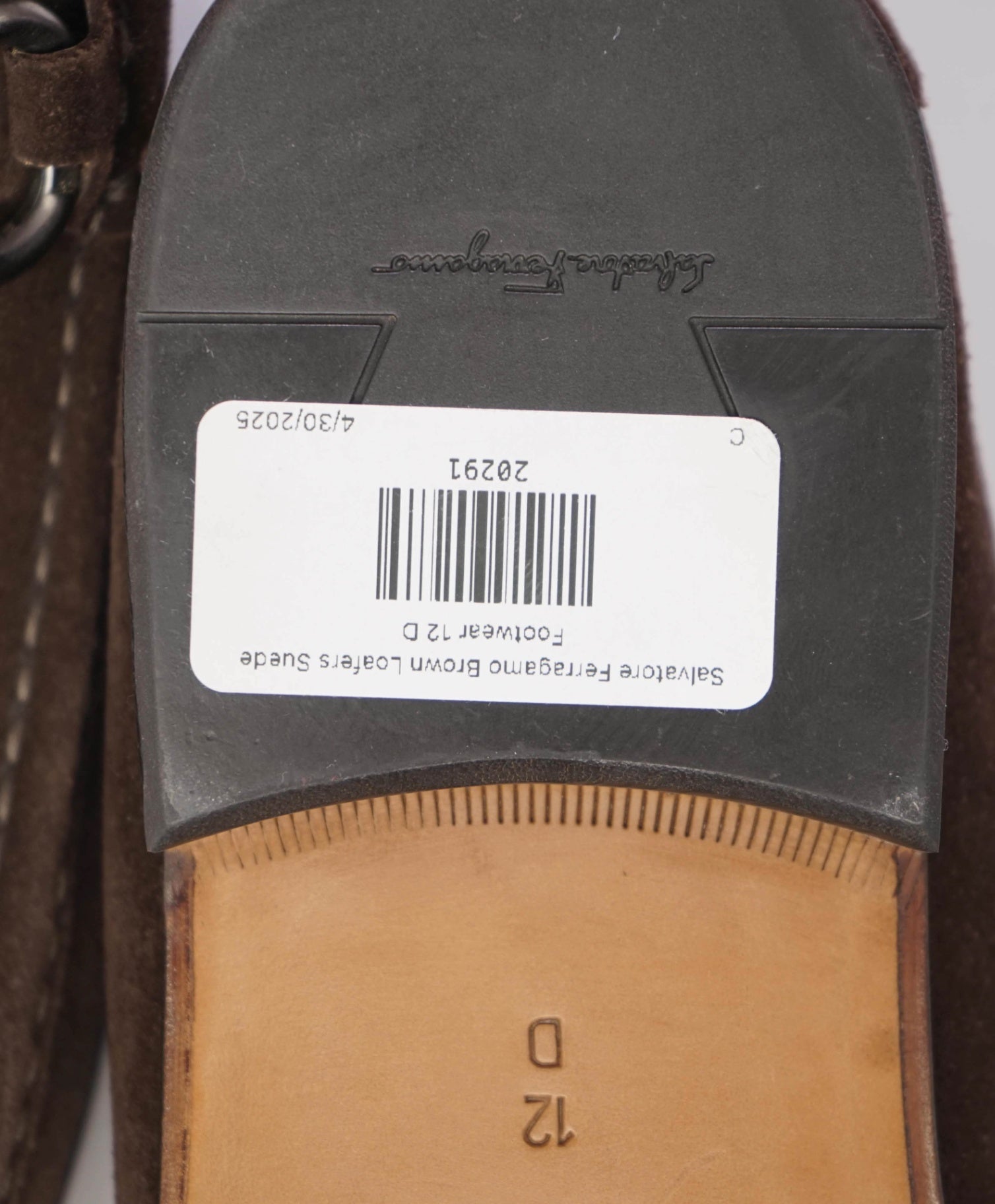 $850 Salvatore Ferragamo "GIORDANO" Brown Loafers Suede 12 D