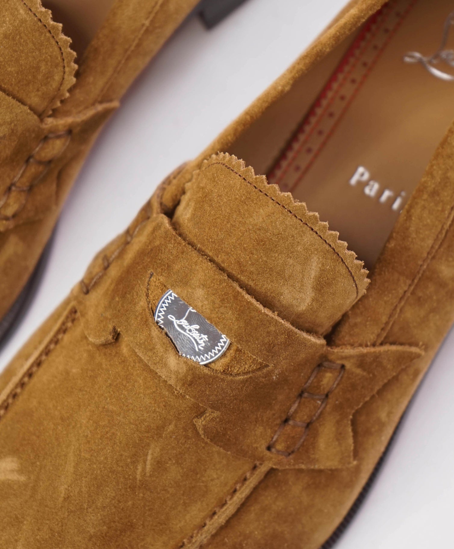 $1,145 CHRISTIAN LOUBOUTIN - *PENNY* Tobacco Suede Loafers - 10US (43EU)