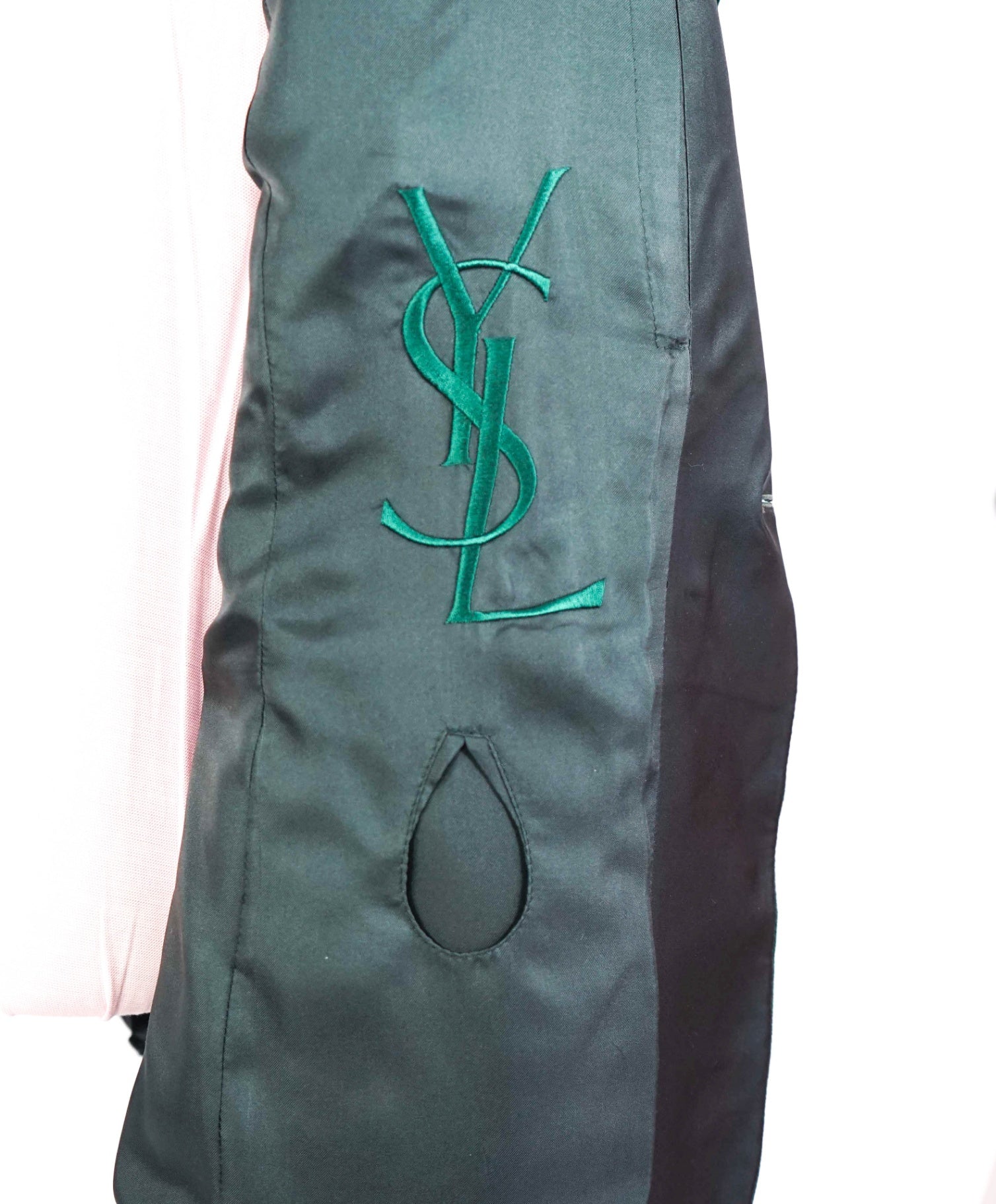 $3,300 Yves SAINT LAURENT Green Shawl Collar Velvet Jacket Blazer 42R