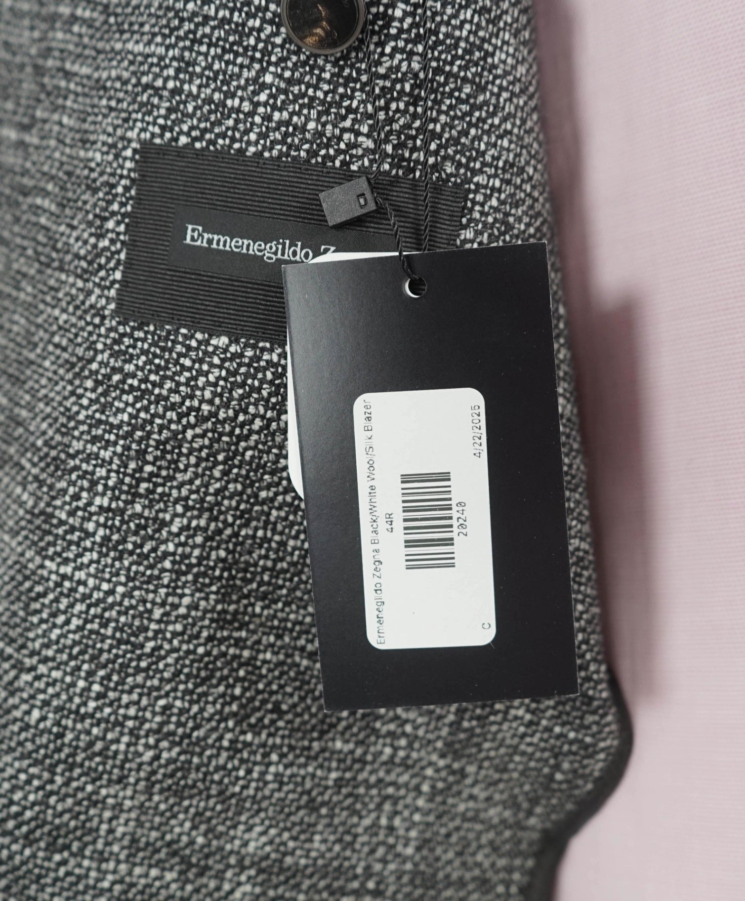 $3,295 Ermenegildo Zegna Black/White Fleck Wool/Silk Blazer 44R