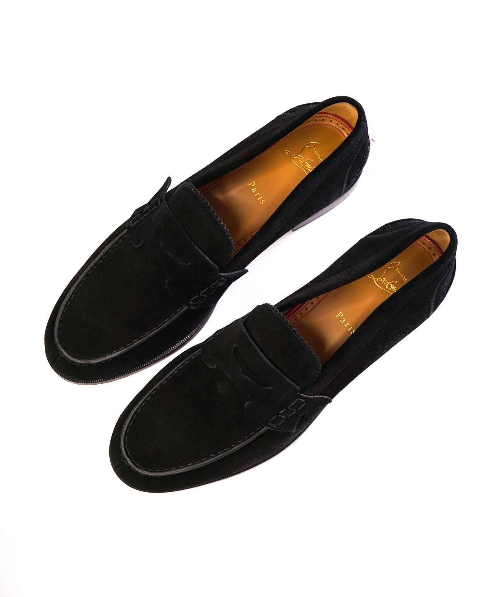 $1,145 CHRISTIAN LOUBOUTIN - *PENNY* Black Suede Loafers - 12 US (45EU)