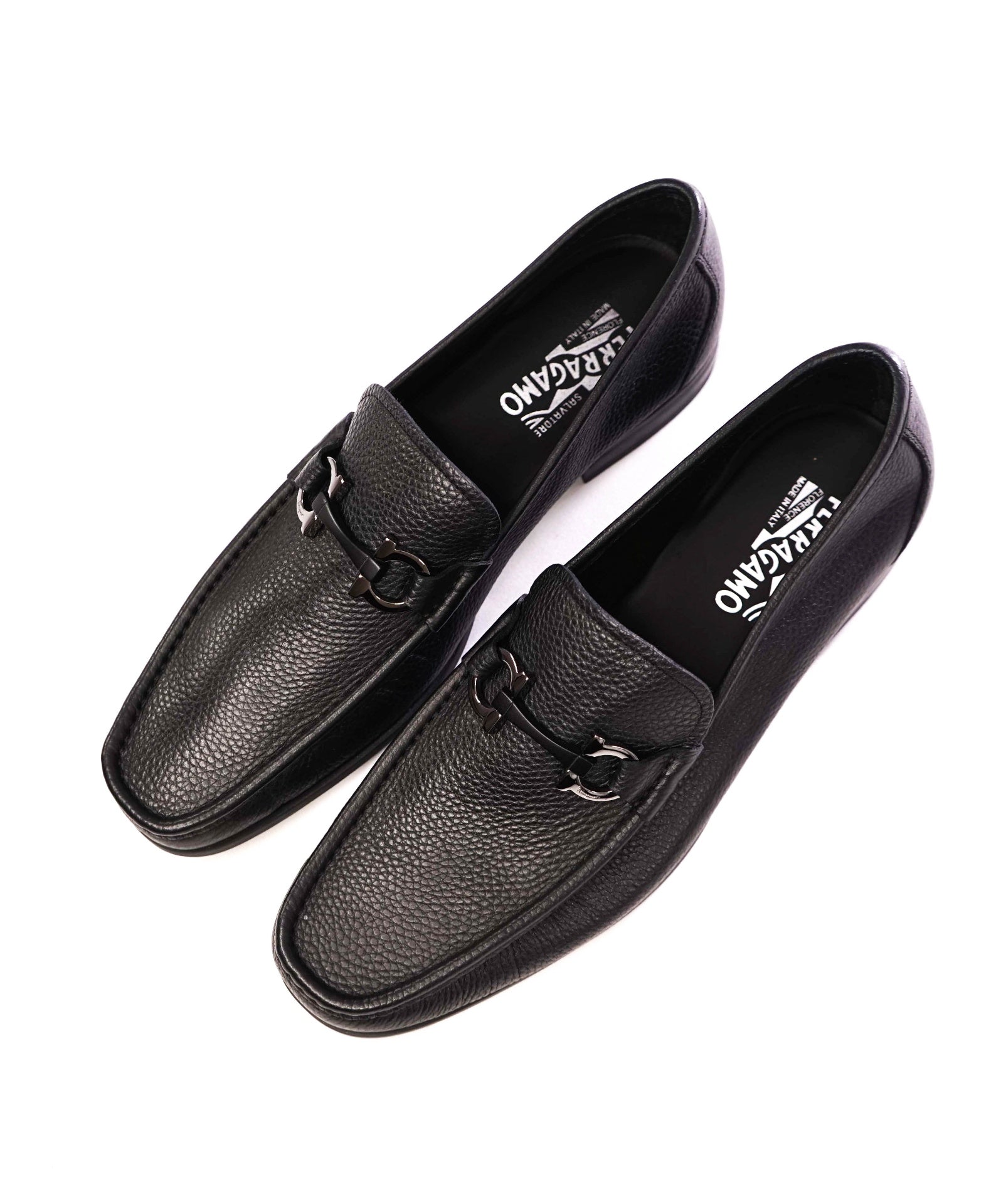 $850 SALVATORE FERRAGAMO - “GRANDIOSO" Gancini Bit Loafer Black Leather - 11EE