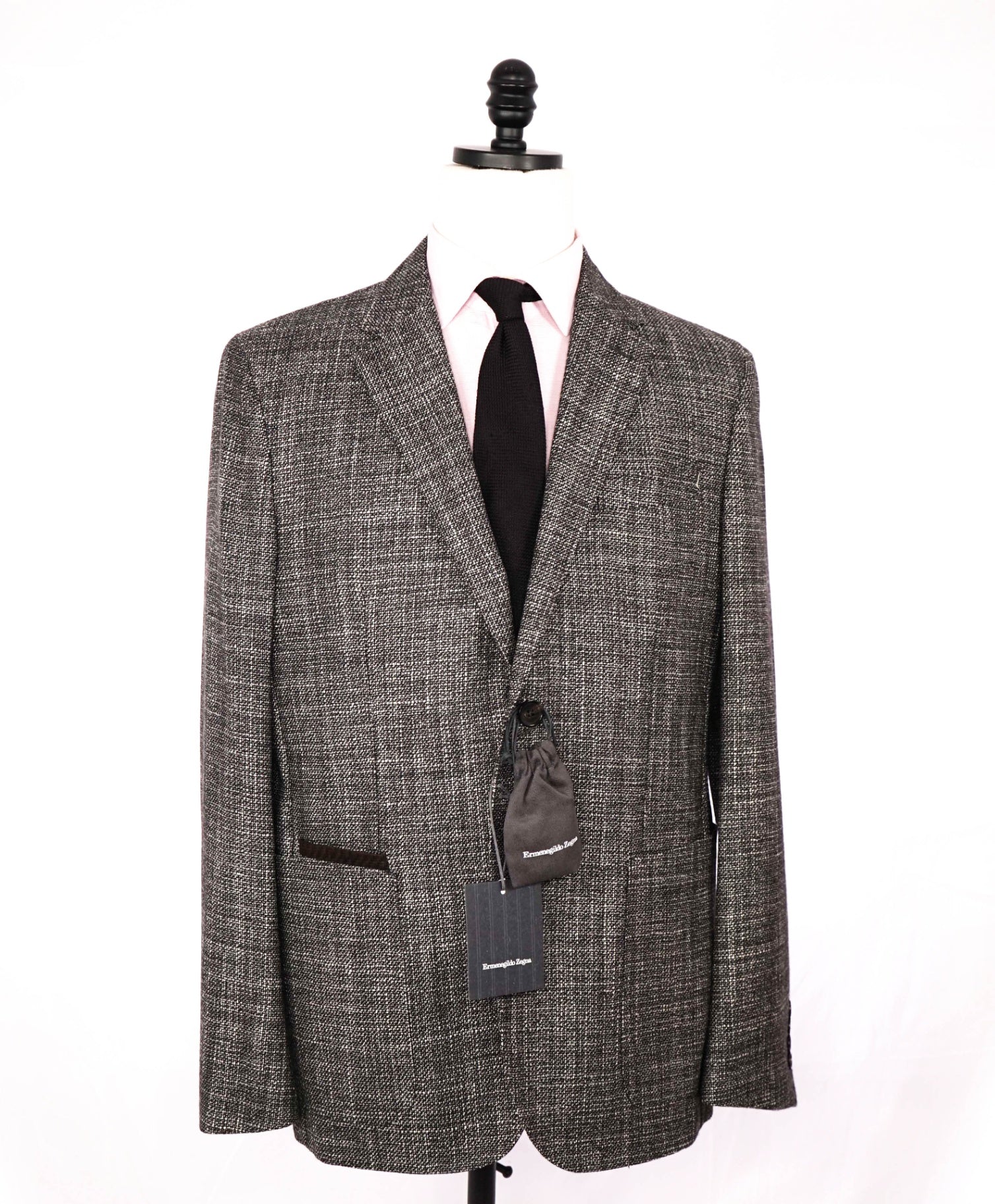 $3,295 Ermenegildo Zegna Black/White Fleck Wool/Silk Blazer 44R