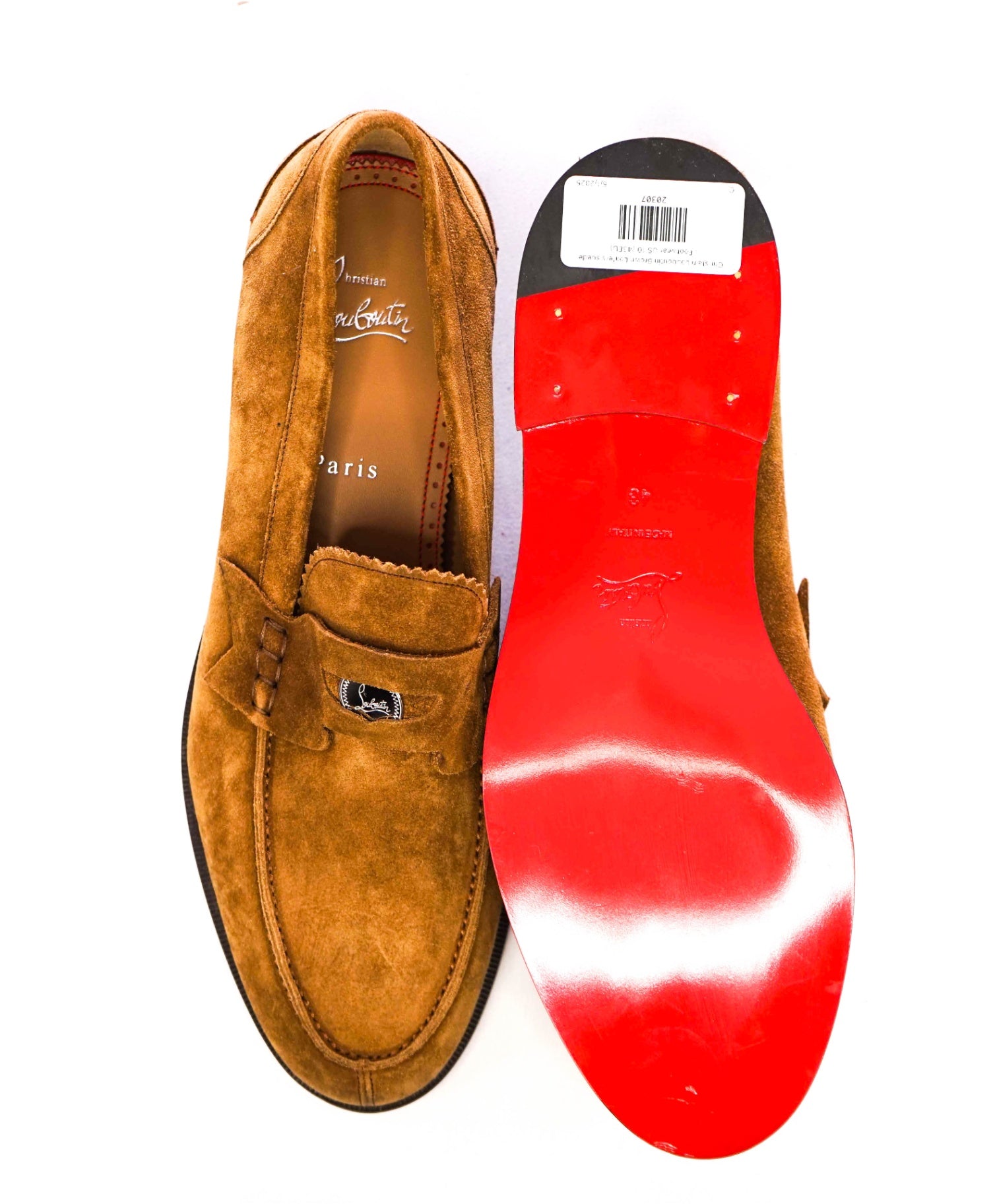 $1,145 CHRISTIAN LOUBOUTIN - *PENNY* Tobacco Suede Loafers - 10US (43EU)