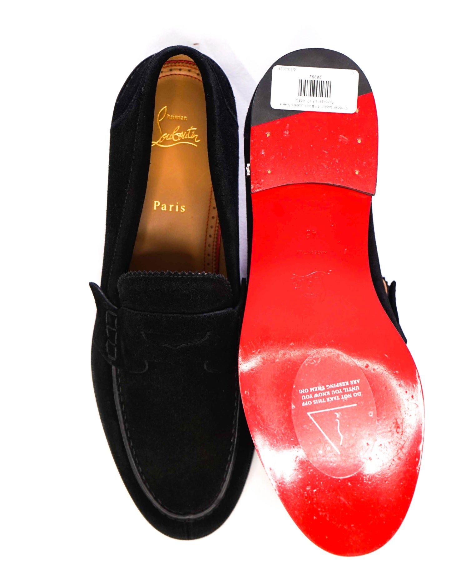 $1,145 CHRISTIAN LOUBOUTIN - *PENNY* Black Suede Loafers - 12 US (45EU)
