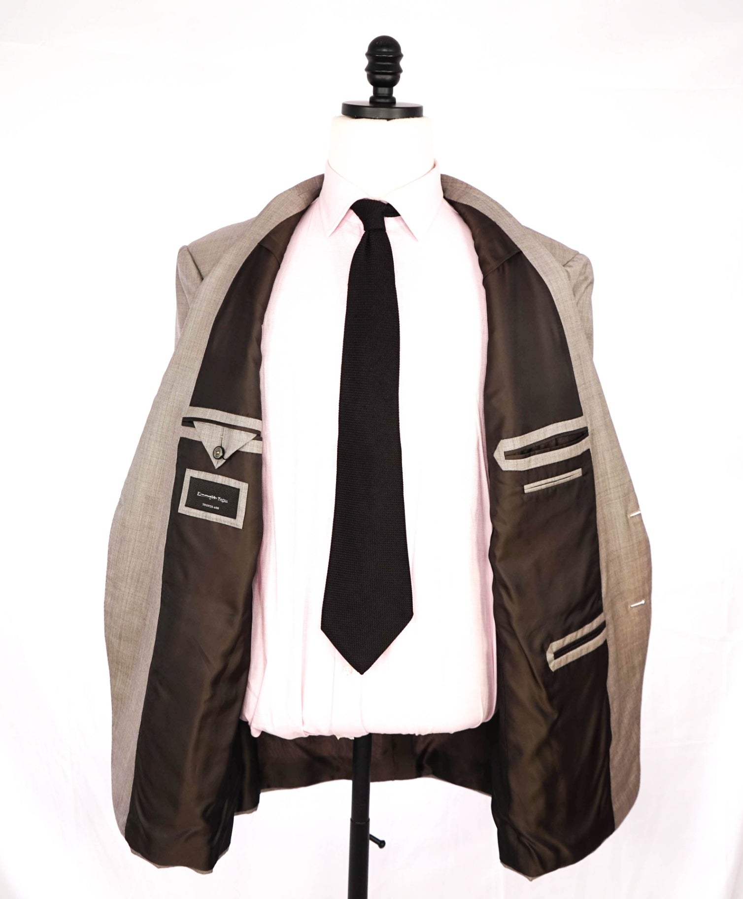 $3,250 Ermenegildo Zegna "TROFEO 600" Stone Grey Wool/Silk Blazer 48R