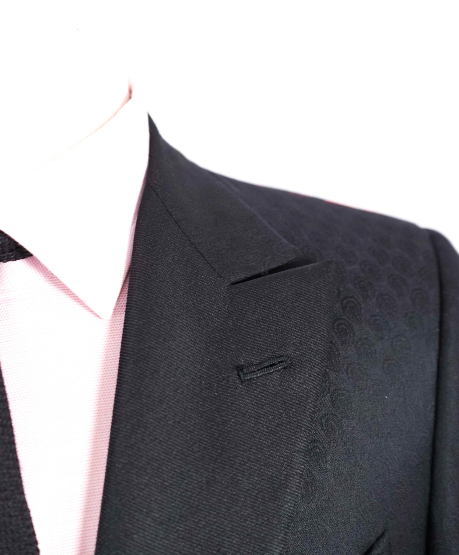 $4,900 ISAIA Black Paisley Peak Lapel Wool Dinner Jacket Blazer 38R