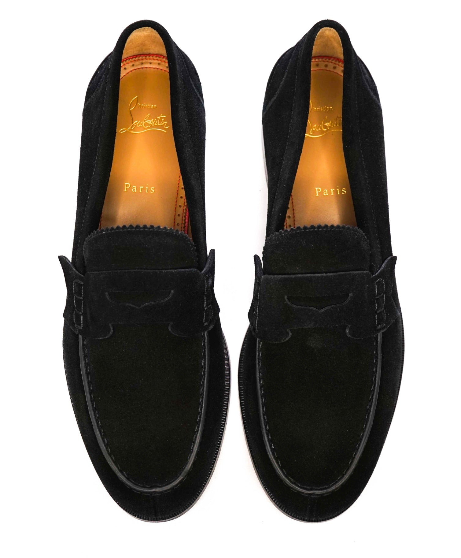 $1,145 CHRISTIAN LOUBOUTIN - *PENNY* Black Suede Loafers - 12 US (45EU)