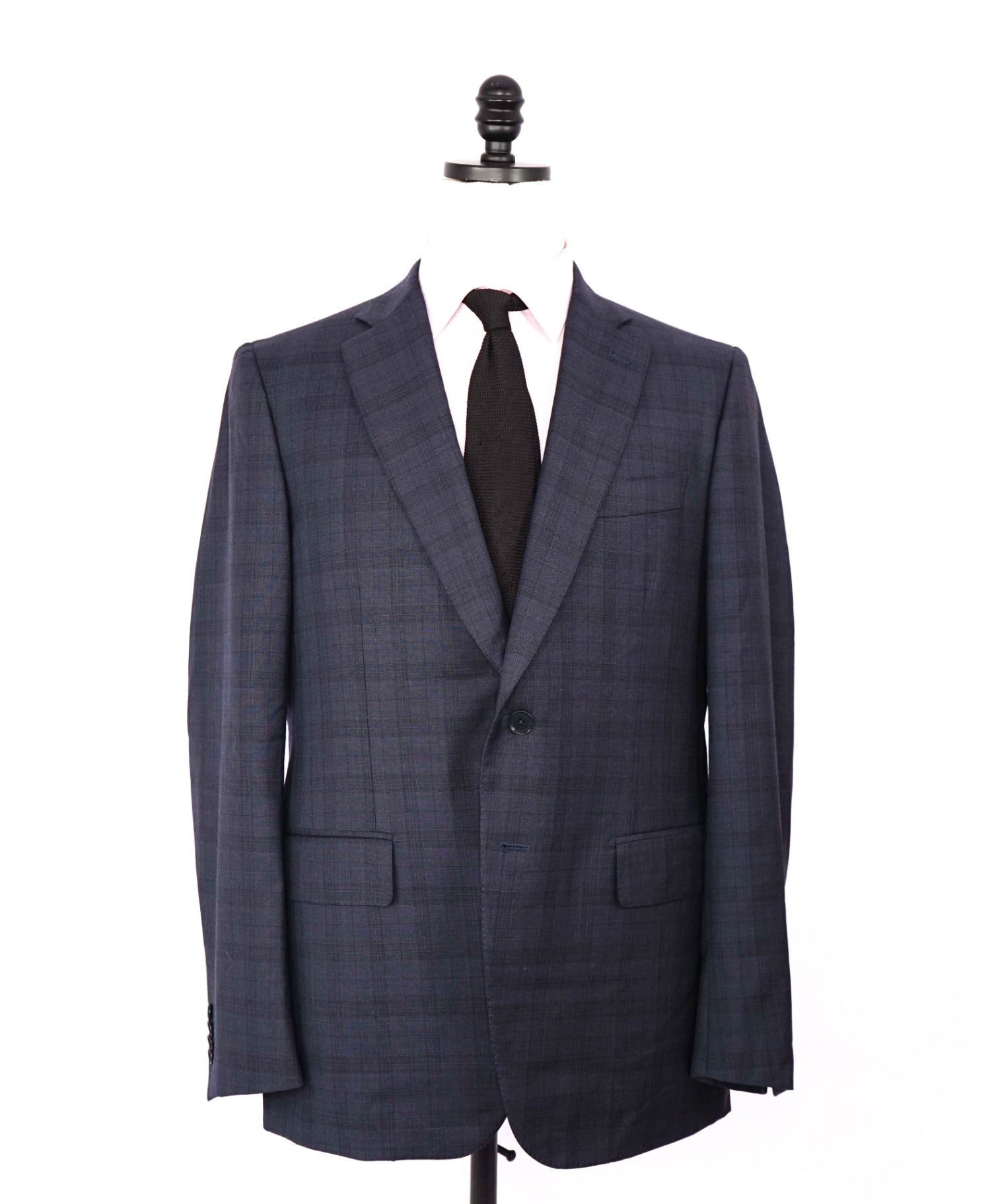 $4,500 ISAIA Navy Plaid Check Wool 2-Piece Suit 42R