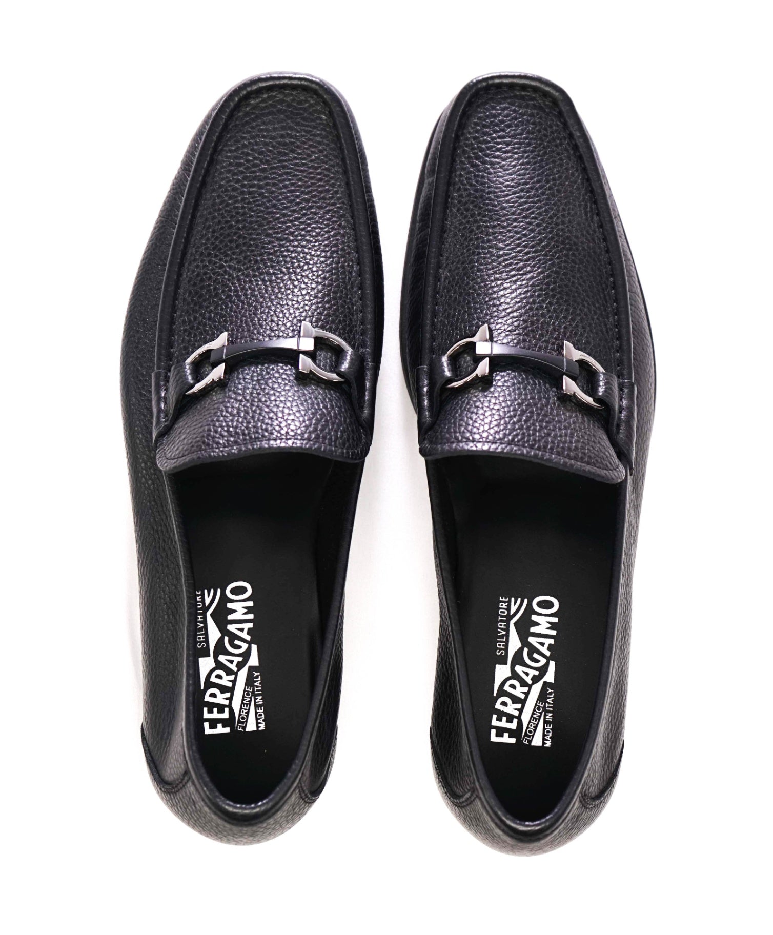 $850 SALVATORE FERRAGAMO - “GRANDIOSO" Gancini Bit Loafer Black Leather - 11EE