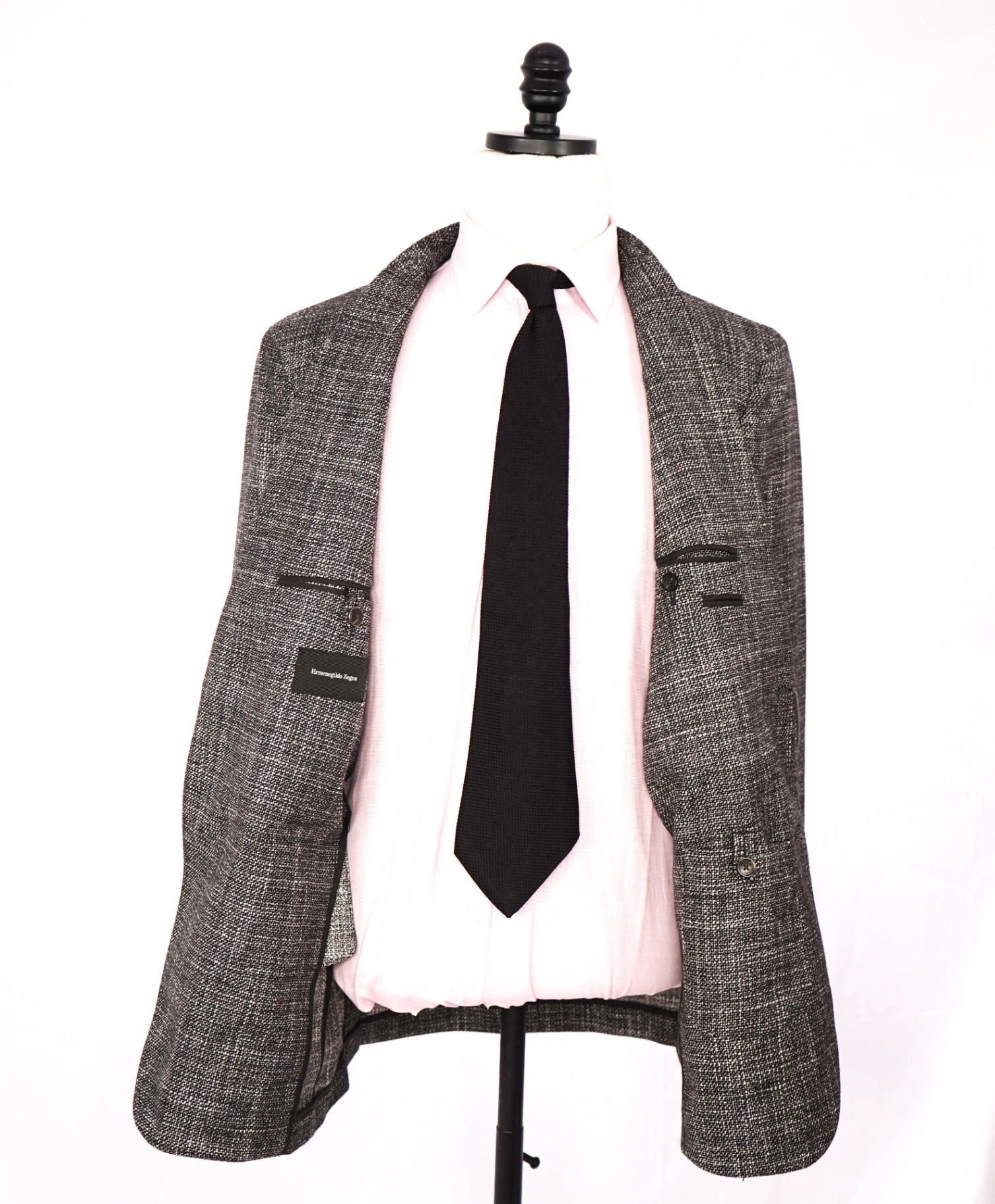 $3,295 Ermenegildo Zegna Black/White Fleck Wool/Silk Blazer 44R