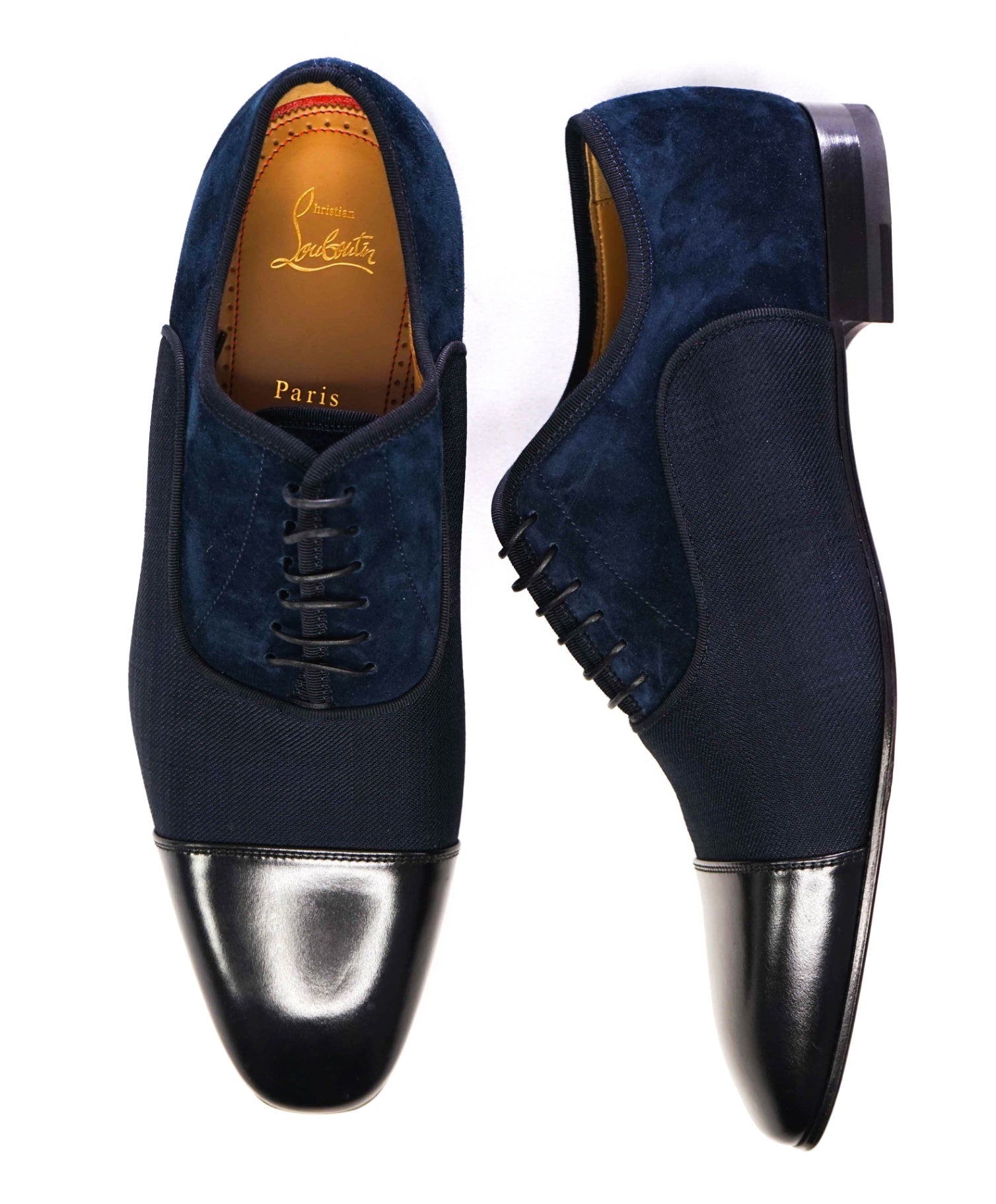 $1,050 CHRISTIAN LOUBOUTIN - *GREGGO* Suede Navy Blue Oxfords - 11 US (44EU)