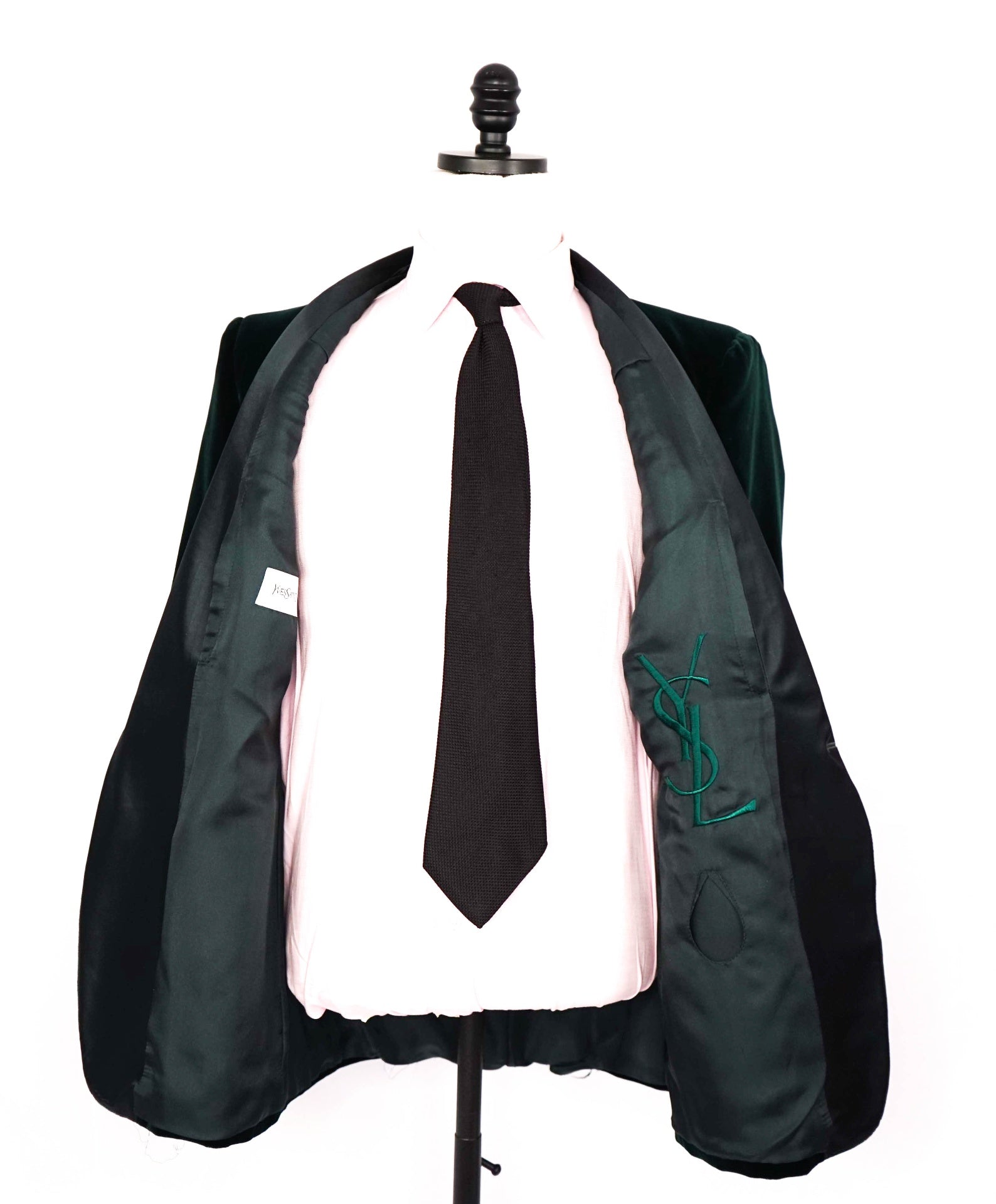 $3,300 Yves SAINT LAURENT Green Shawl Collar Velvet Jacket Blazer 42R