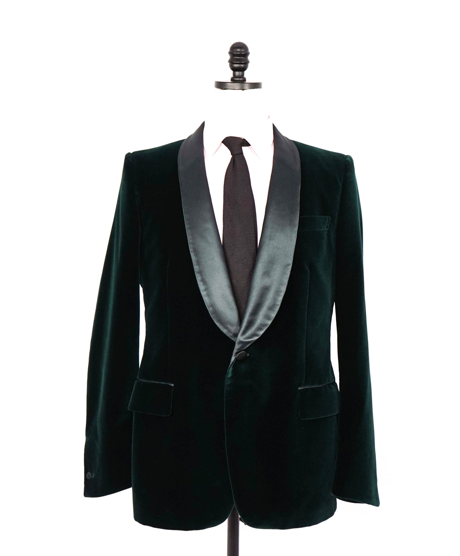 $3,300 Yves SAINT LAURENT Green Shawl Collar Velvet Jacket Blazer 42R