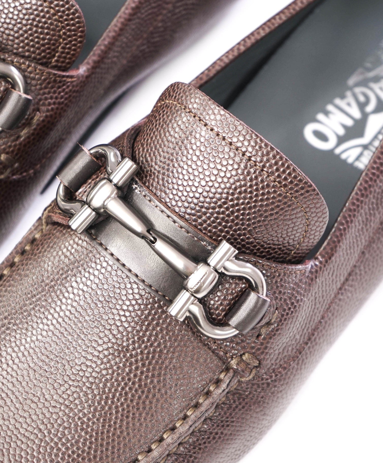 $800 Salvatore Ferragamo "PARIGI" Brown Pebbled Leather Loafer 9D