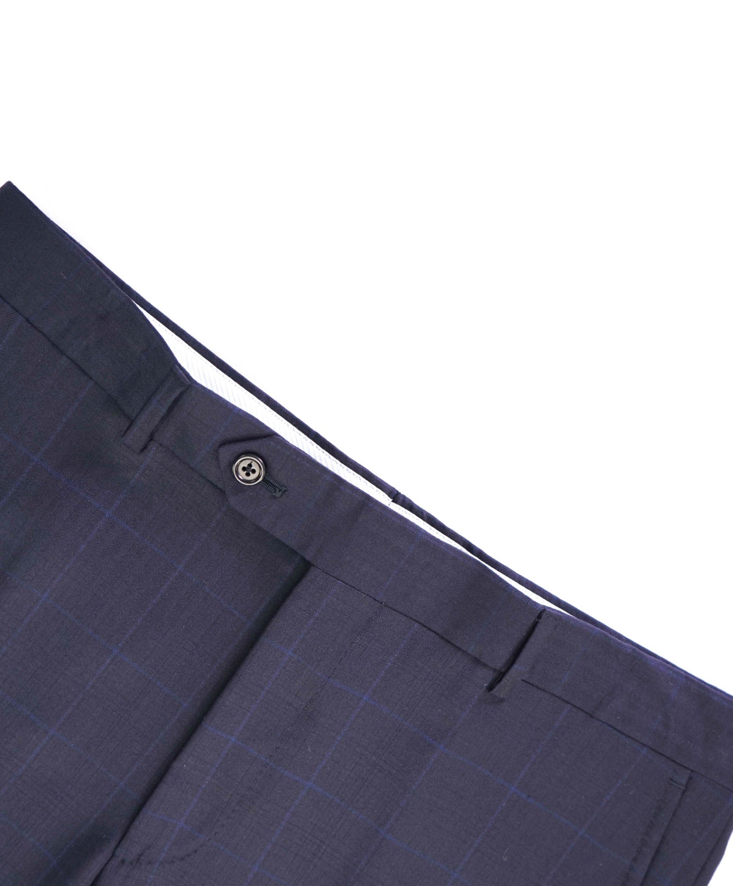 $400 Saks Fifth Avenue Navy Windowpane Made In ITALY Wool/Silk Pants 34W