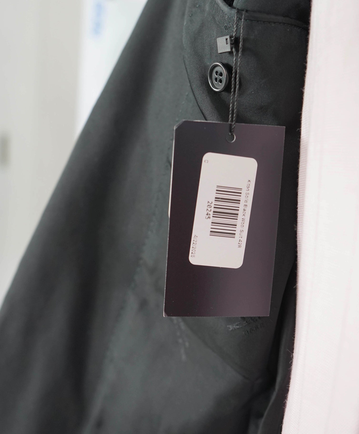 $10,000 KITON - Solid Black Suit 2-3 Roll Lapel - 42R