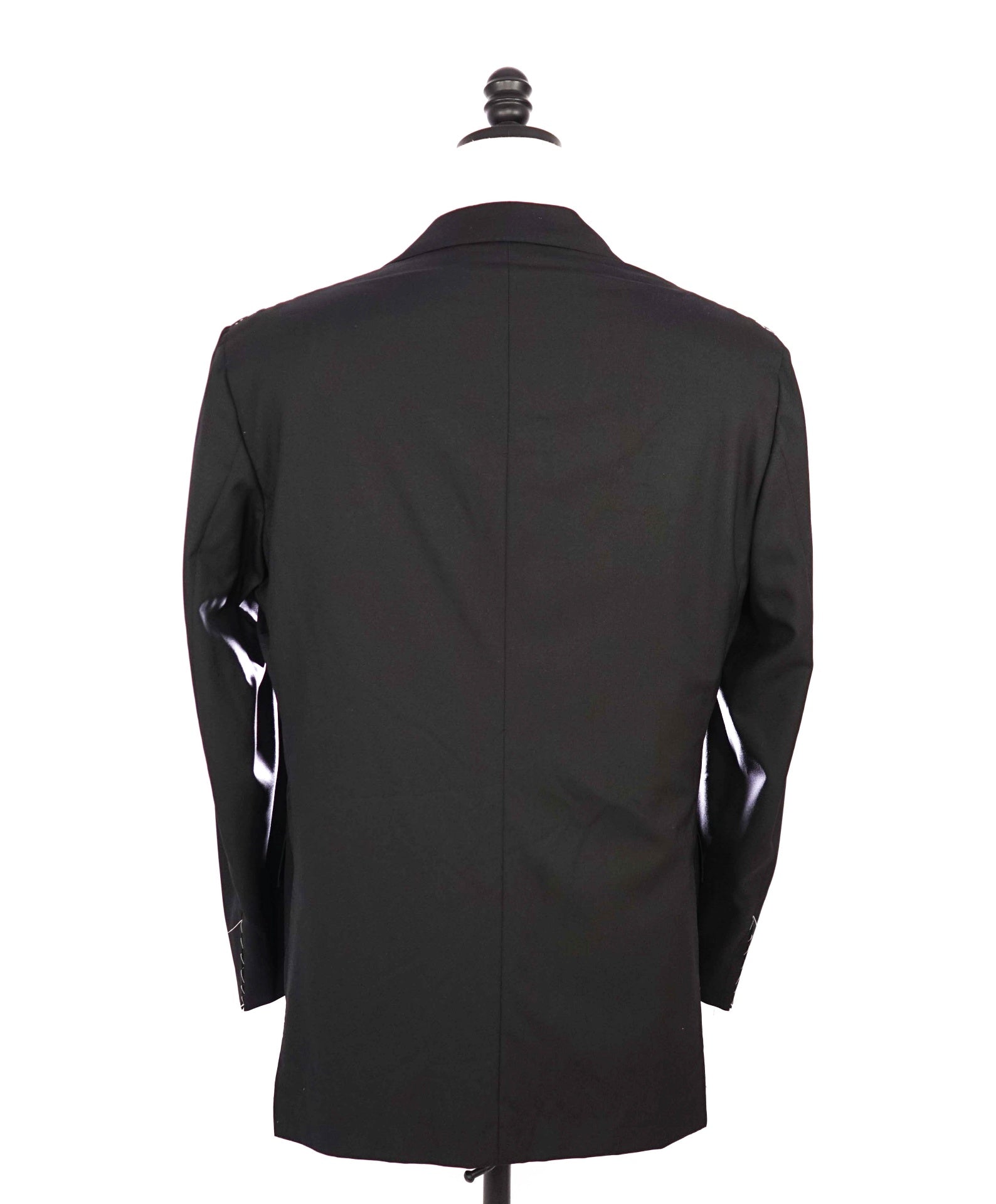 $10,000 KITON - Solid Black Suit 2-3 Roll Lapel - 42R