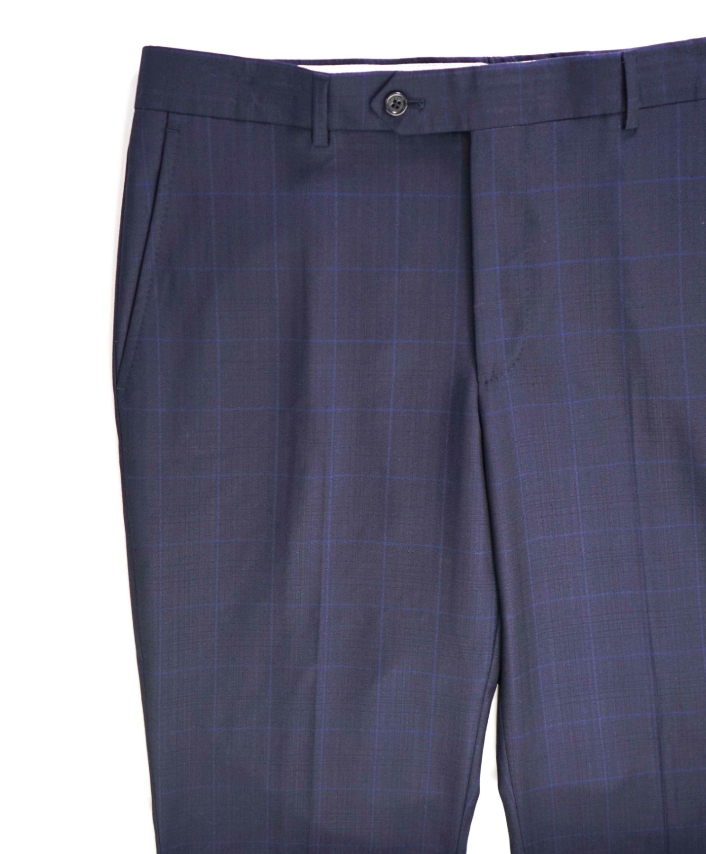 $400 Saks Fifth Avenue Navy Windowpane Made In ITALY Wool/Silk Pants 34W