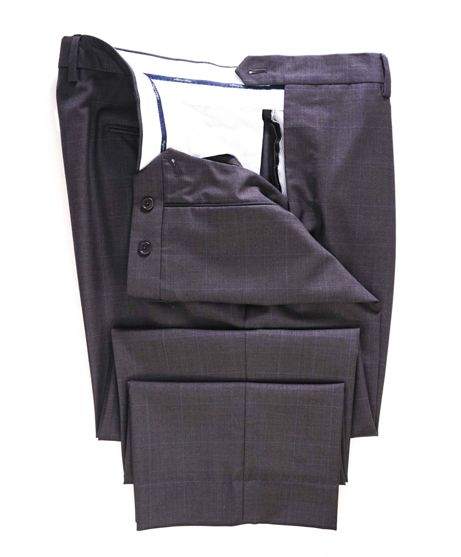 $400 Saks Fifth Avenue Charcoal Grey Window Pane Wool Pants 38W