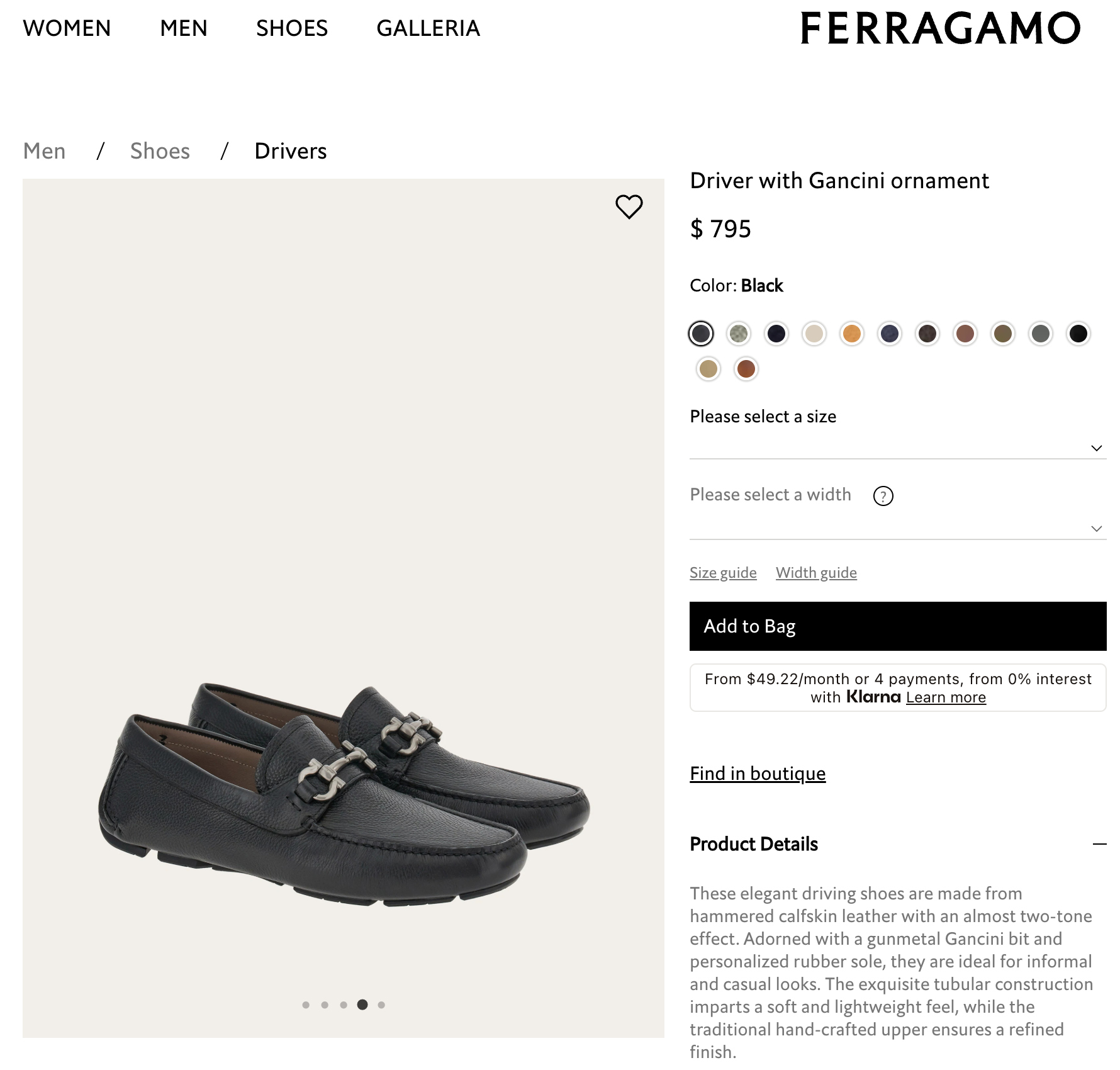 $800 Salvatore Ferragamo "PARIGI" Black Pebbled Leather Loafer 11.5 D (44.5EU)