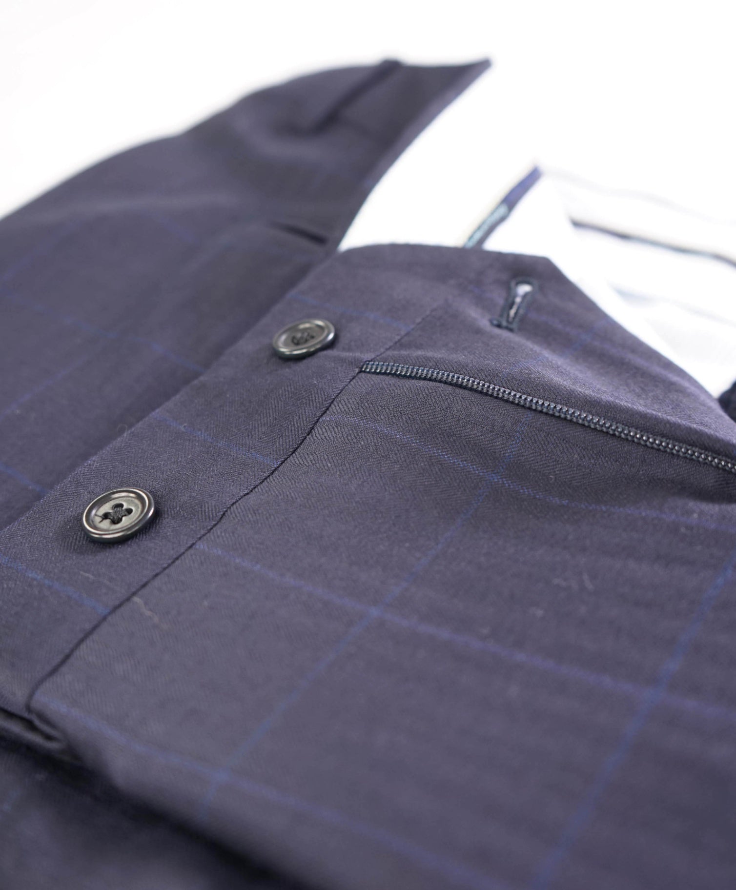 $400 Saks Fifth Avenue Navy Windowpane Made In ITALY Wool/Silk Pants 34W