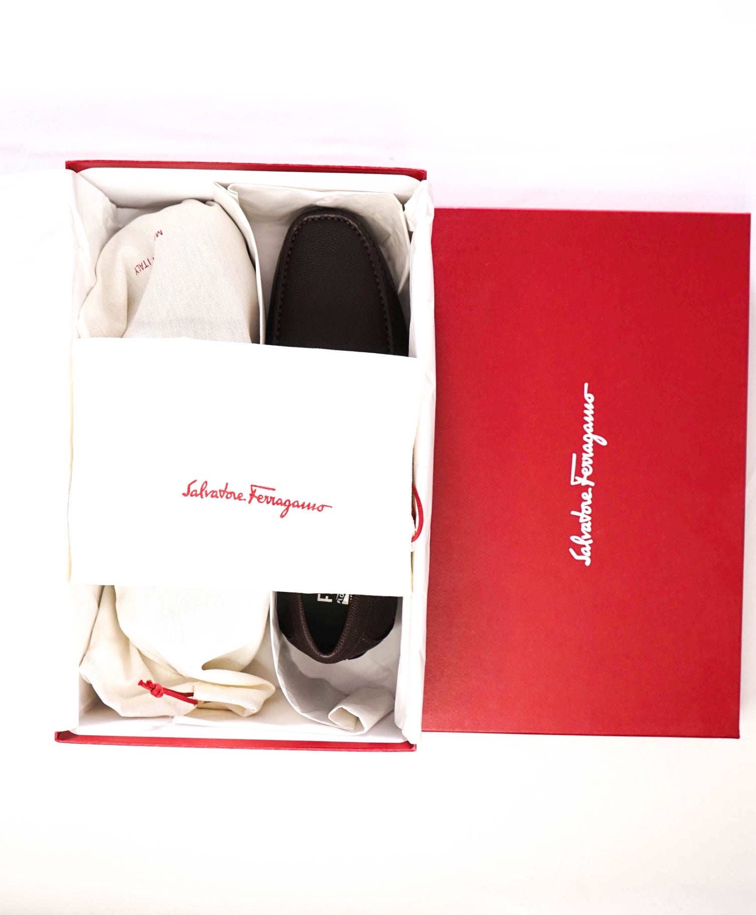 $800 Salvatore Ferragamo "PARIGI" Brown Pebbled Leather Loafer 9D