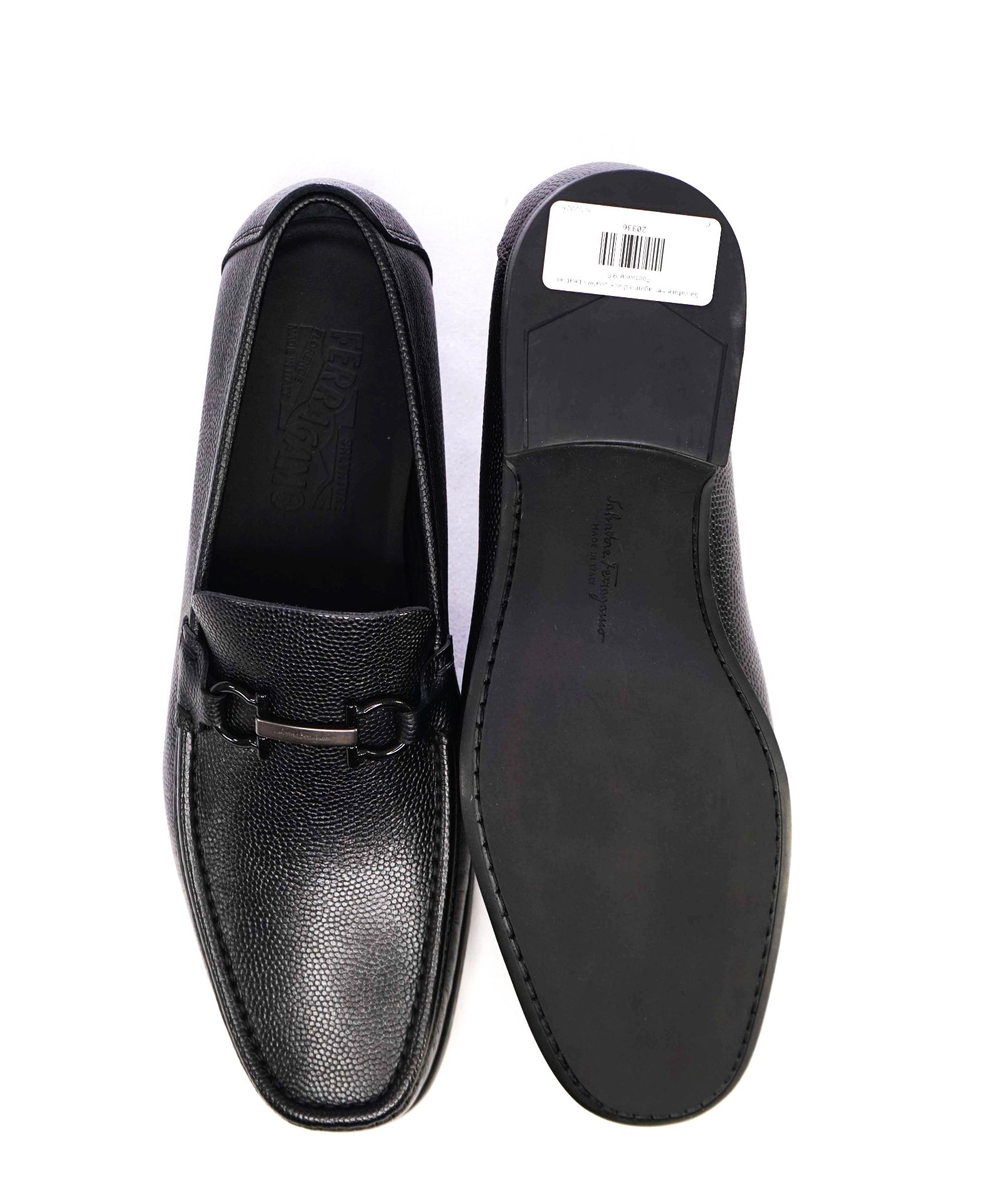 $850 Salvatore Ferragamo "REGAL" Black Leather Loafers 9.5