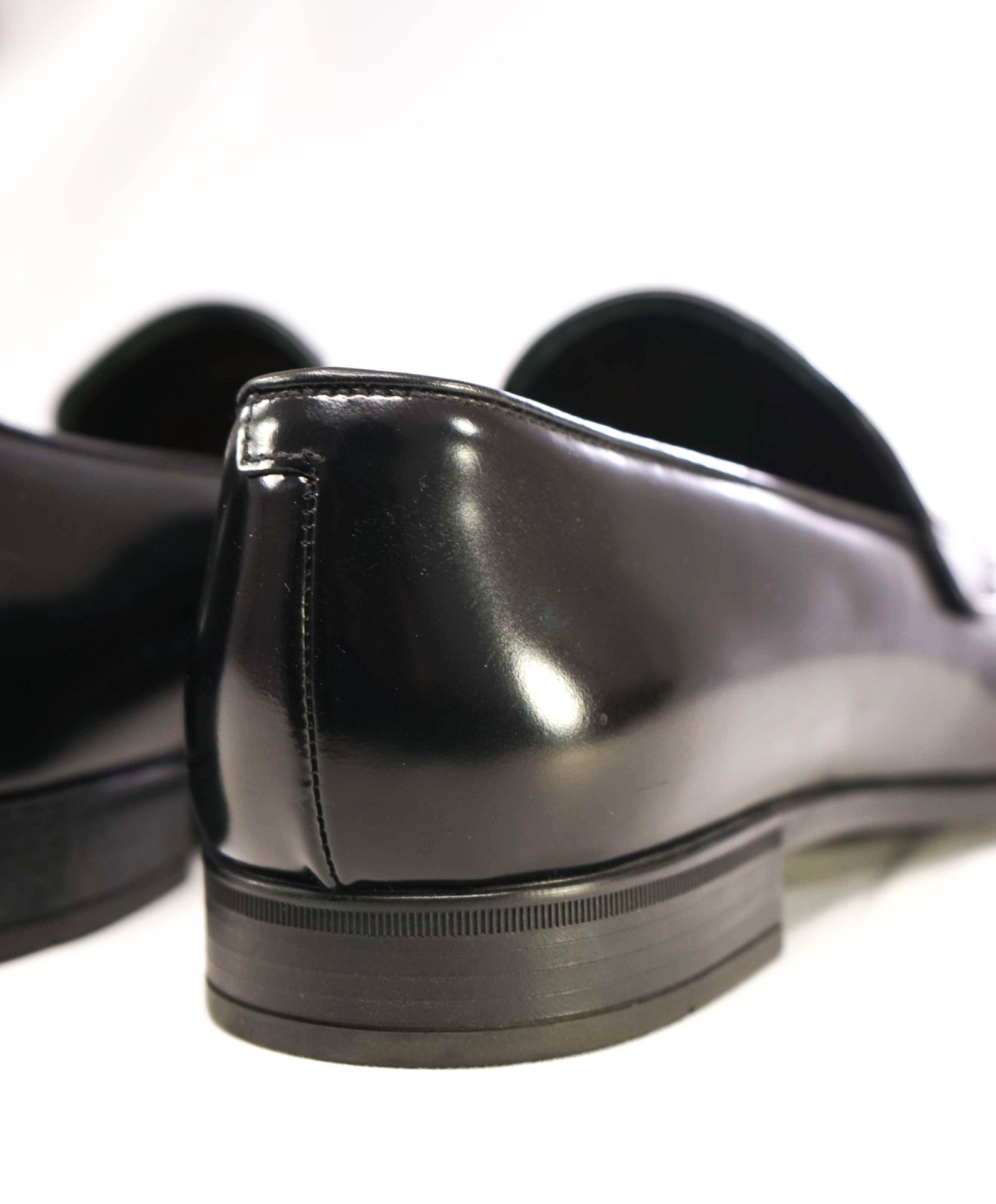 $995 PRADA Black Logo Leather Loafers US 8 (7UK)