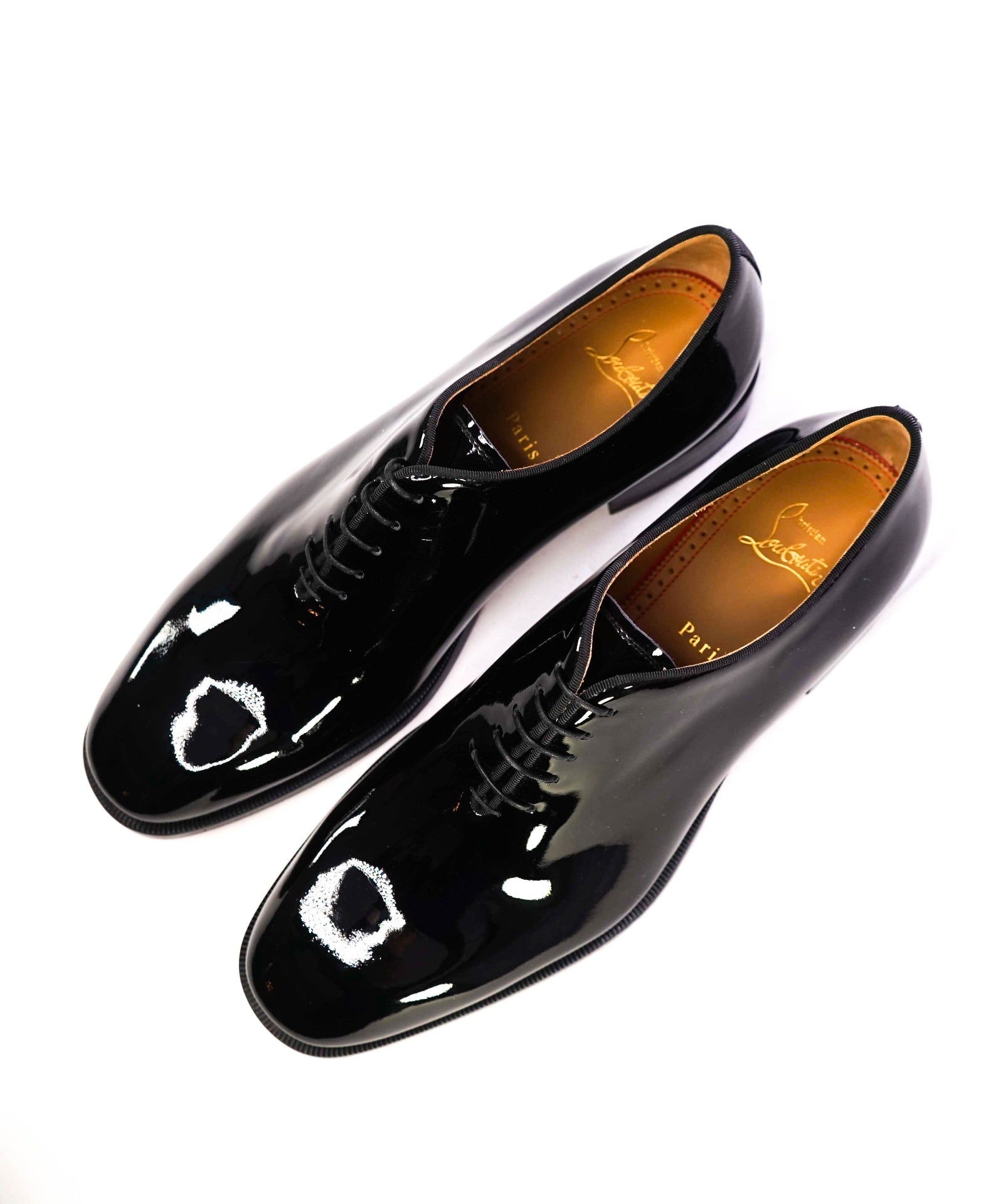 $1,145 CHRISTIAN LOUBOUTIN - *CORTEO* Black Patent Leather Oxfords - 9.5 US (42.5EU)