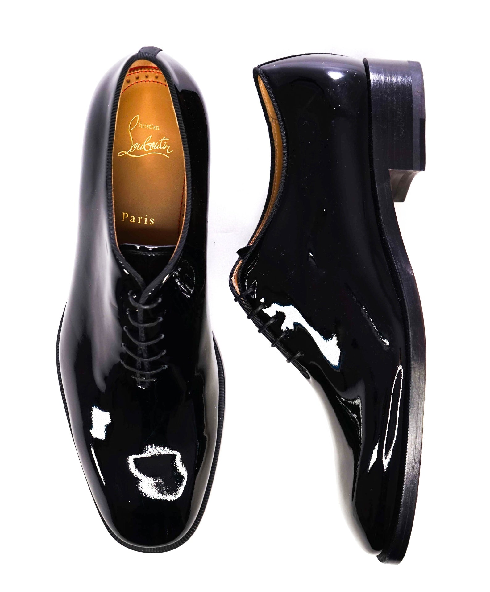 $1,145 CHRISTIAN LOUBOUTIN - *CORTEO* Black Patent Leather Oxfords - 9.5 US (42.5EU)