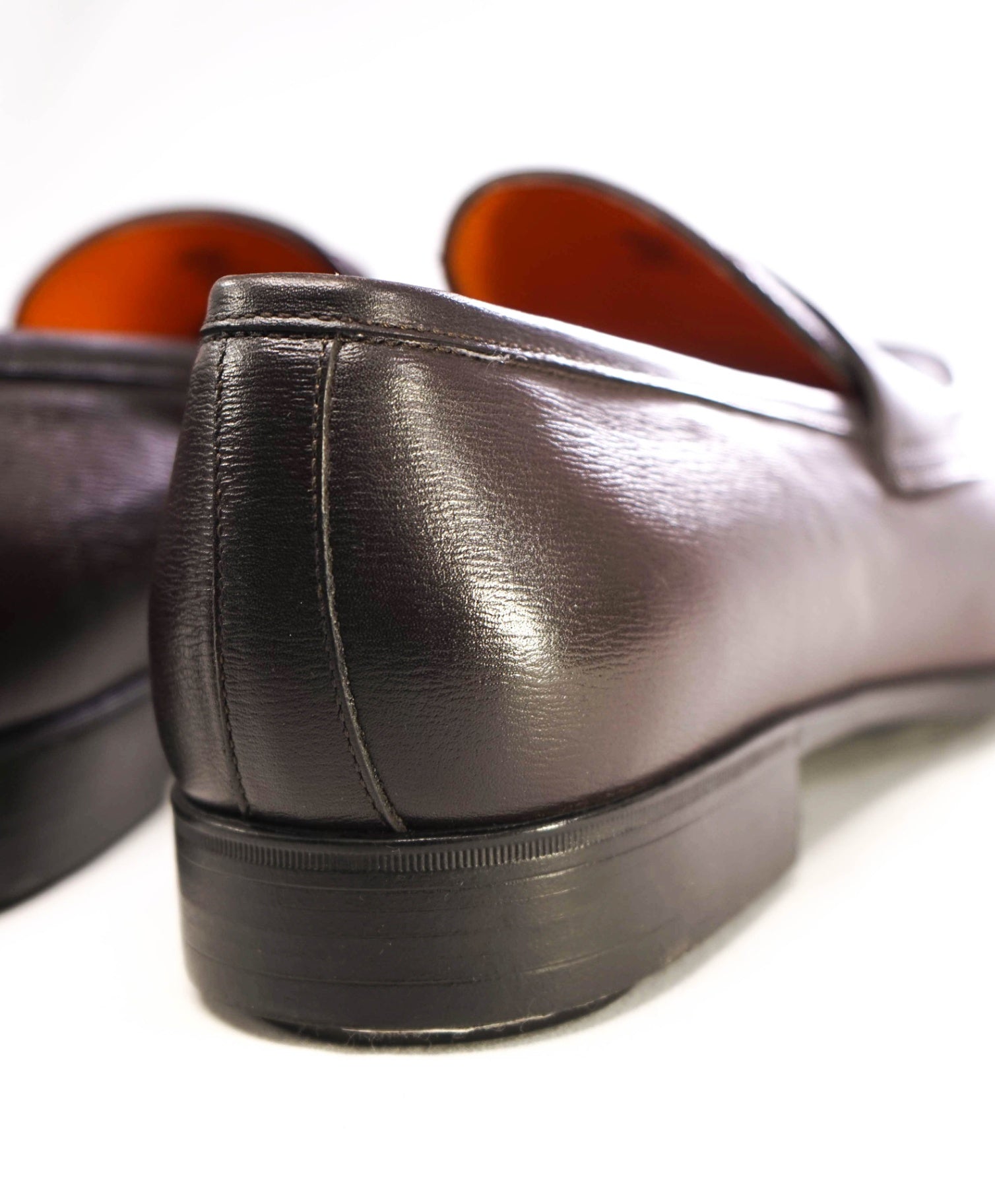 $995 Santoni Brown Penny Textured Leather loafers US 9.5 (UK8.5)