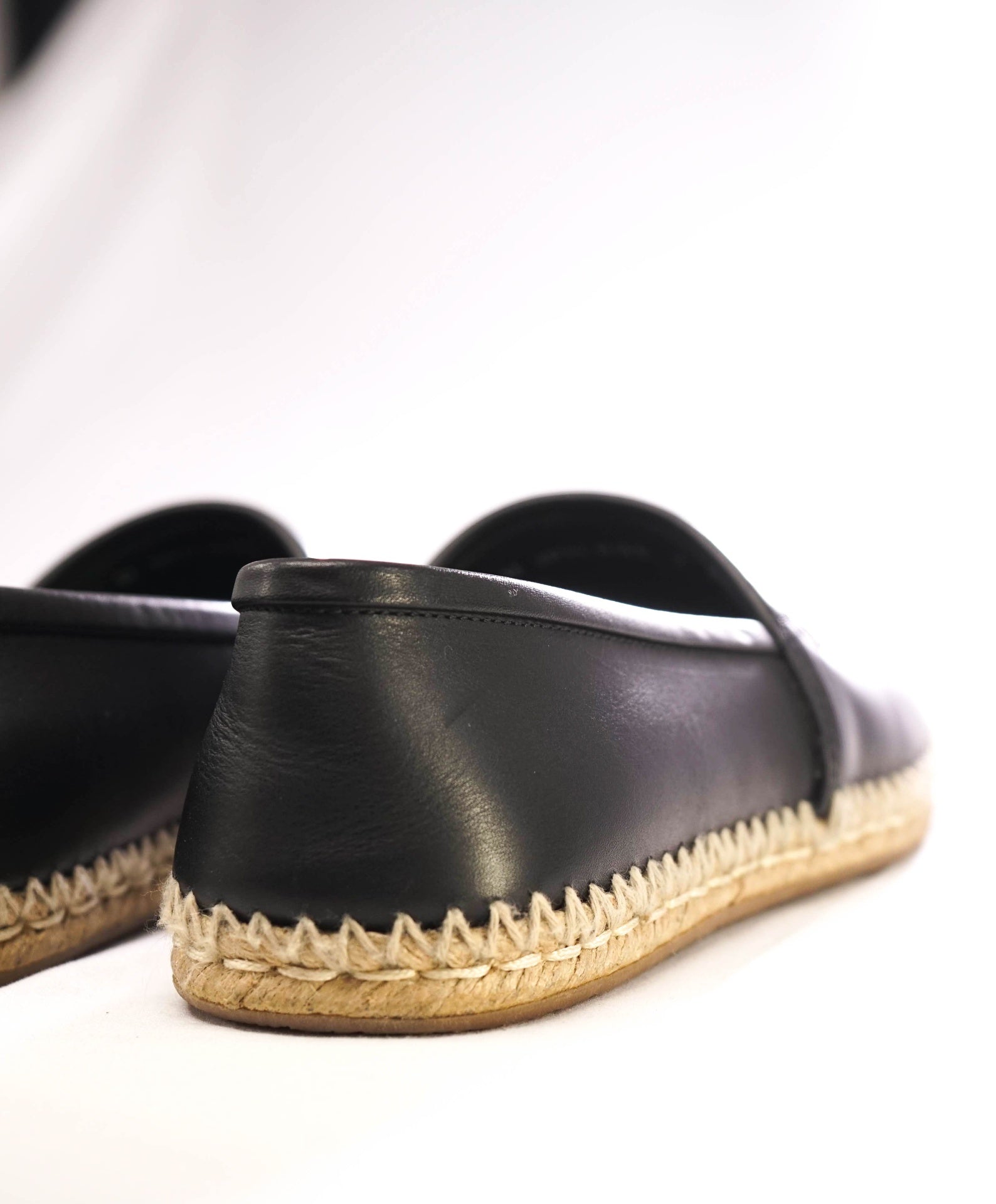 $750 SALVATORE FERRAGAMO - "GIUNONE 2" Black Espadrille Loafer - 7EEE