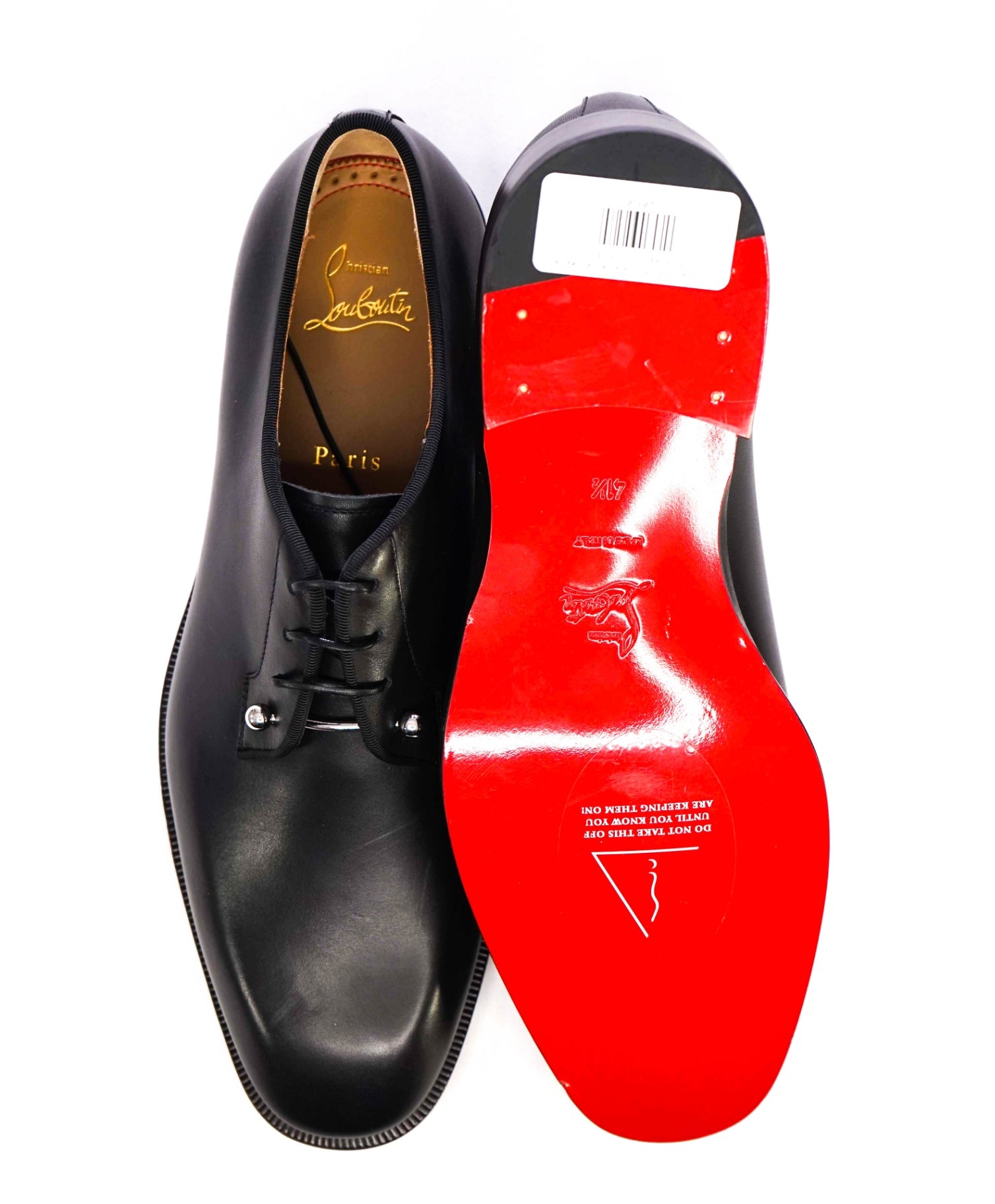 $1,250 Christian Louboutin Paris Solid Black Leather Oxfords US 8.5 (41.5EU)
