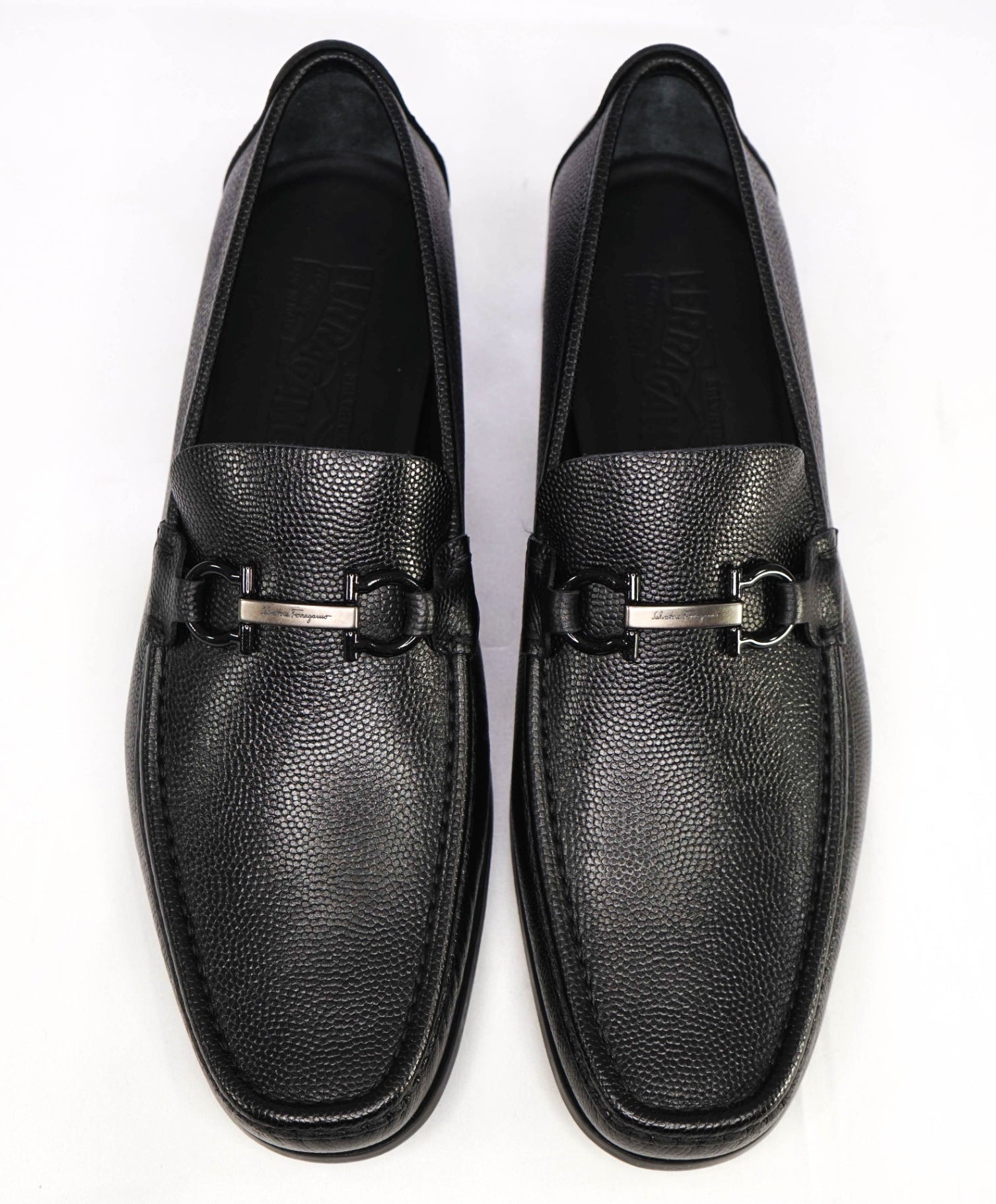 $850 Salvatore Ferragamo "REGAL" Black Leather Loafers 9.5