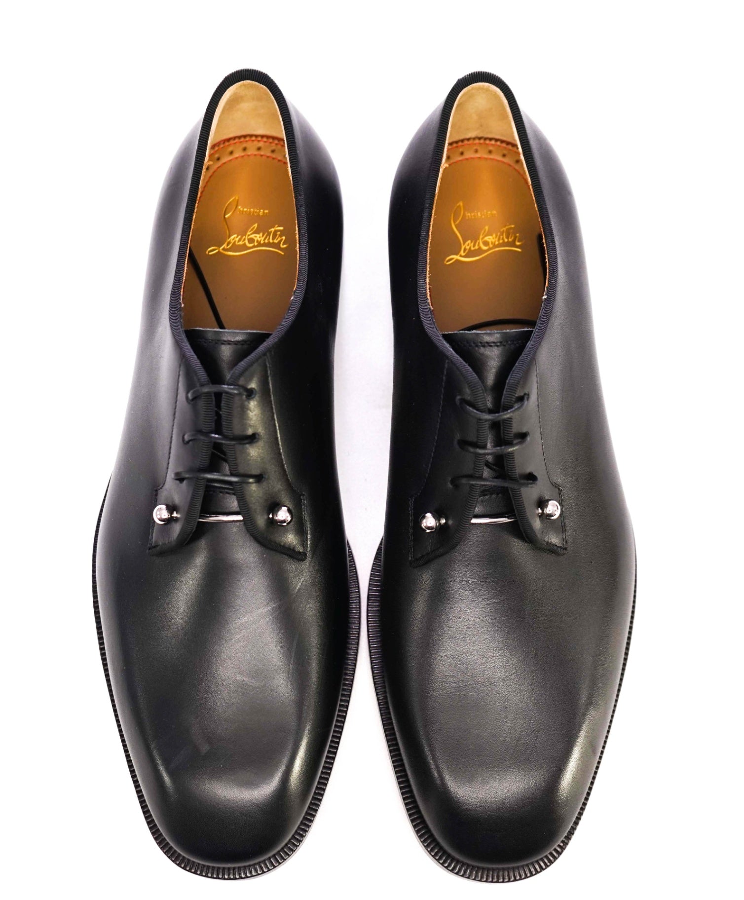 $1,250 Christian Louboutin Paris Solid Black Leather Oxfords US 8.5 (41.5EU)