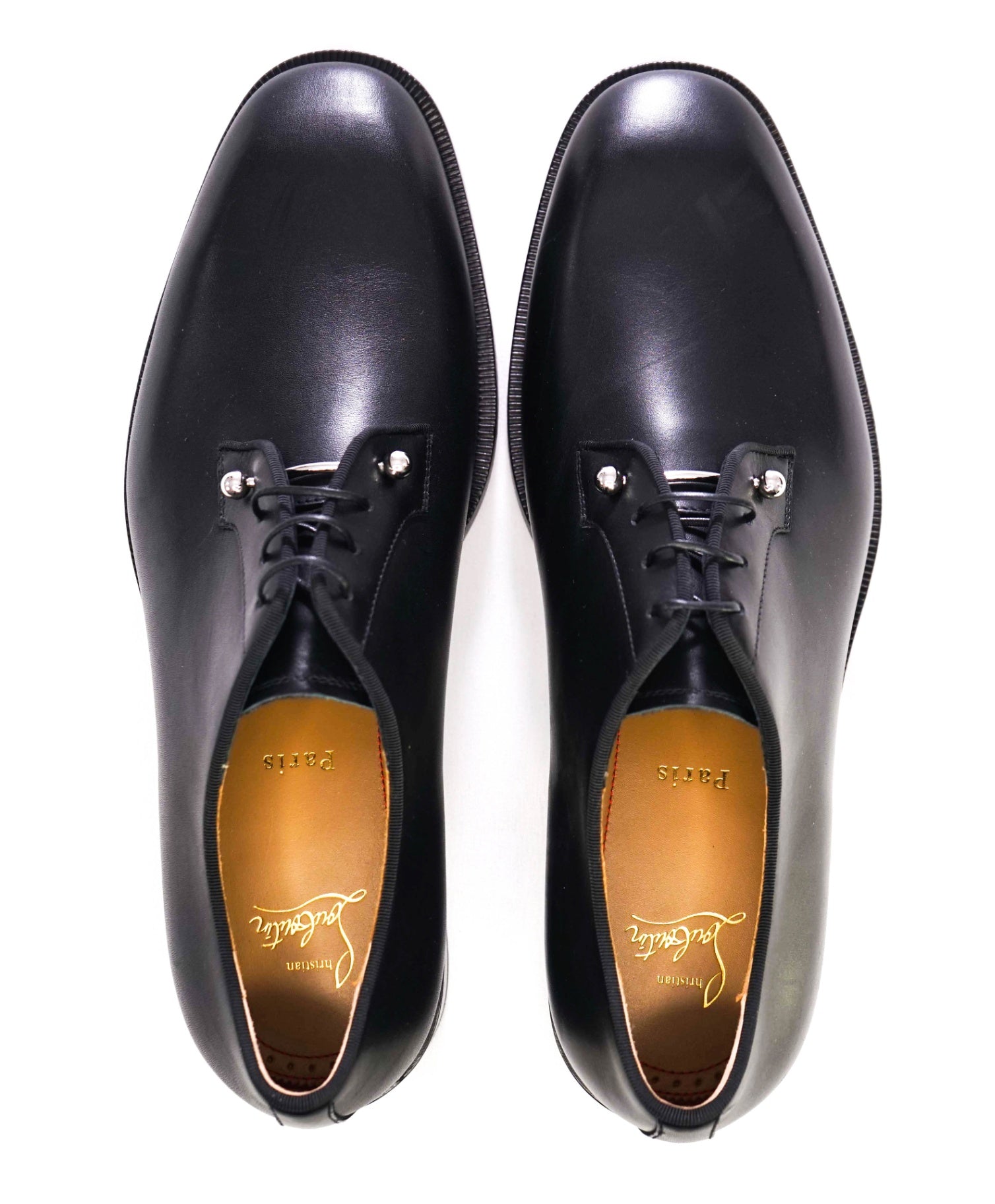 $1,250 Christian Louboutin Paris Solid Black Leather Oxfords US 8.5 (41.5EU)