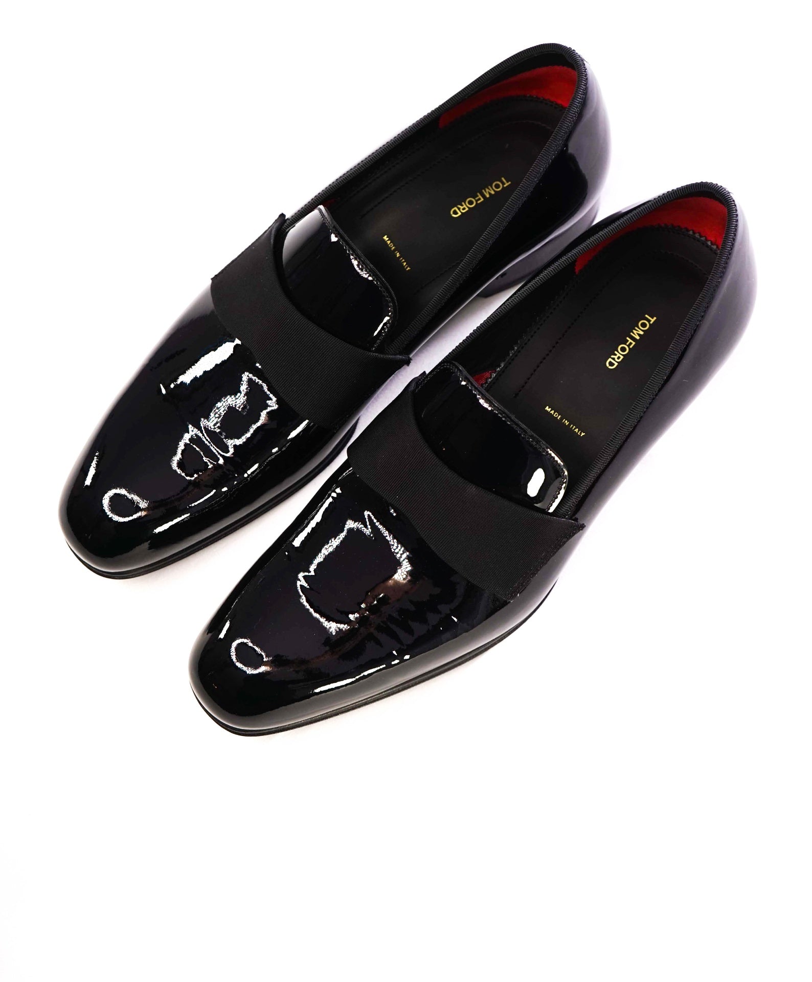 $1,750 TOM FORD Black Patent Leather Tuxedo Loafers 8.5 US (8T)