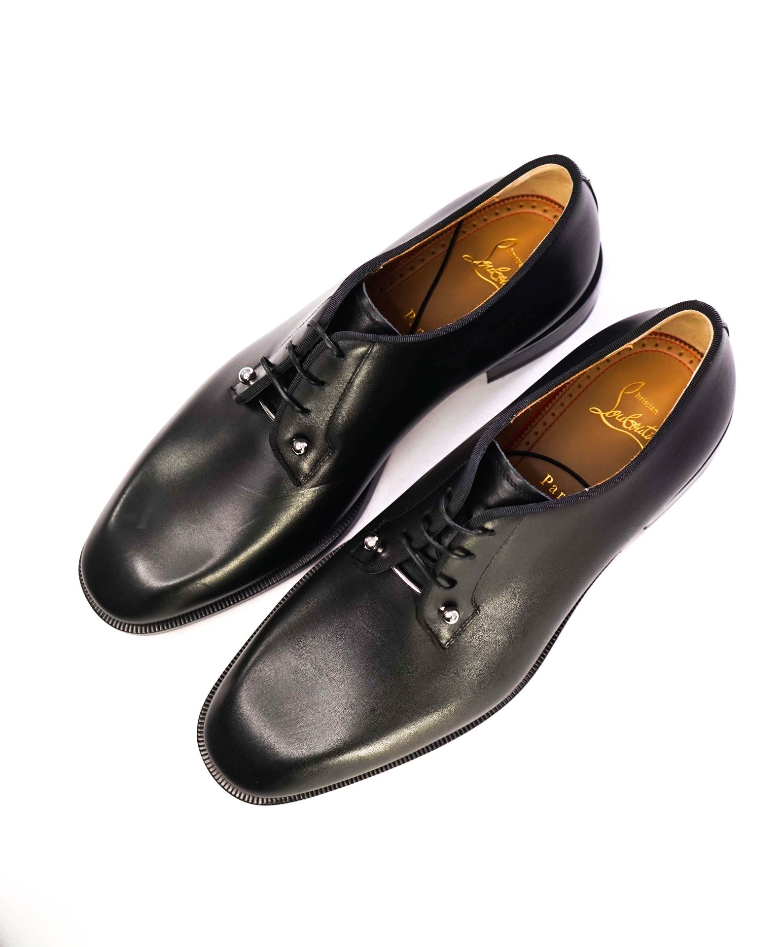 $1,250 Christian Louboutin Paris Solid Black Leather Oxfords US 8.5 (41.5EU)