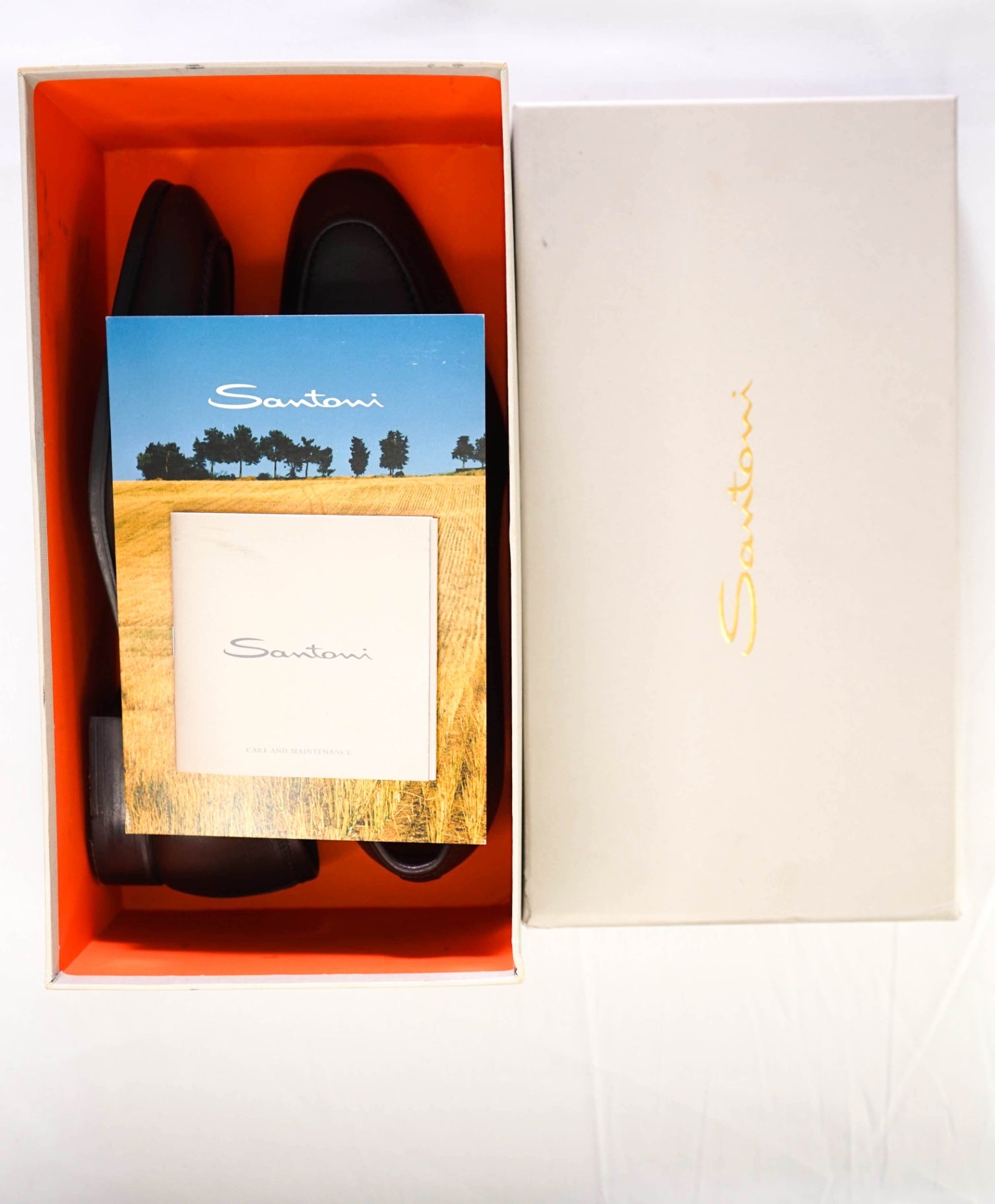 $995 Santoni Brown Penny Textured Leather loafers US 9.5 (UK8.5)