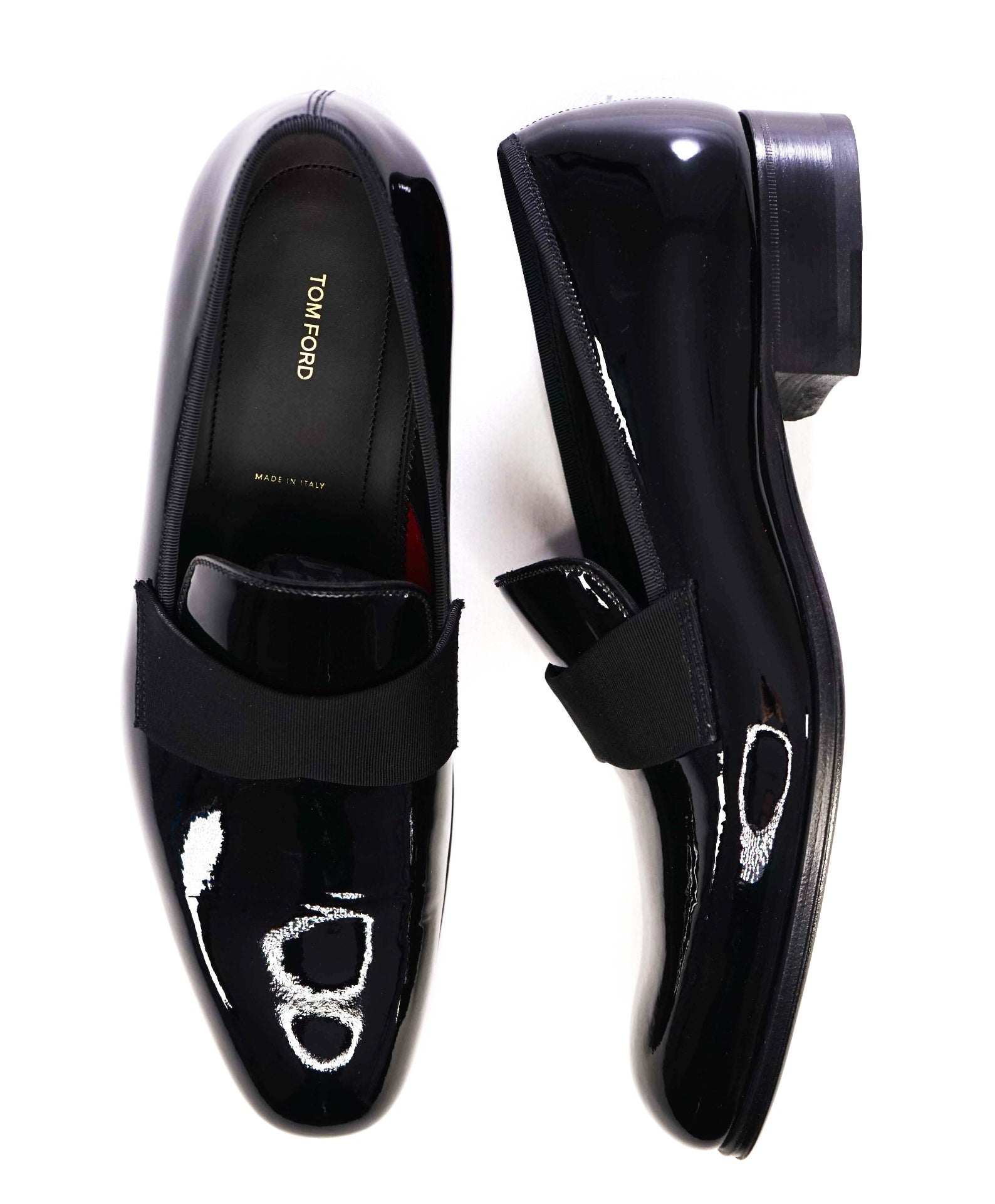 $1,750 TOM FORD Black Patent Leather Tuxedo Loafers 8.5 US (8T)