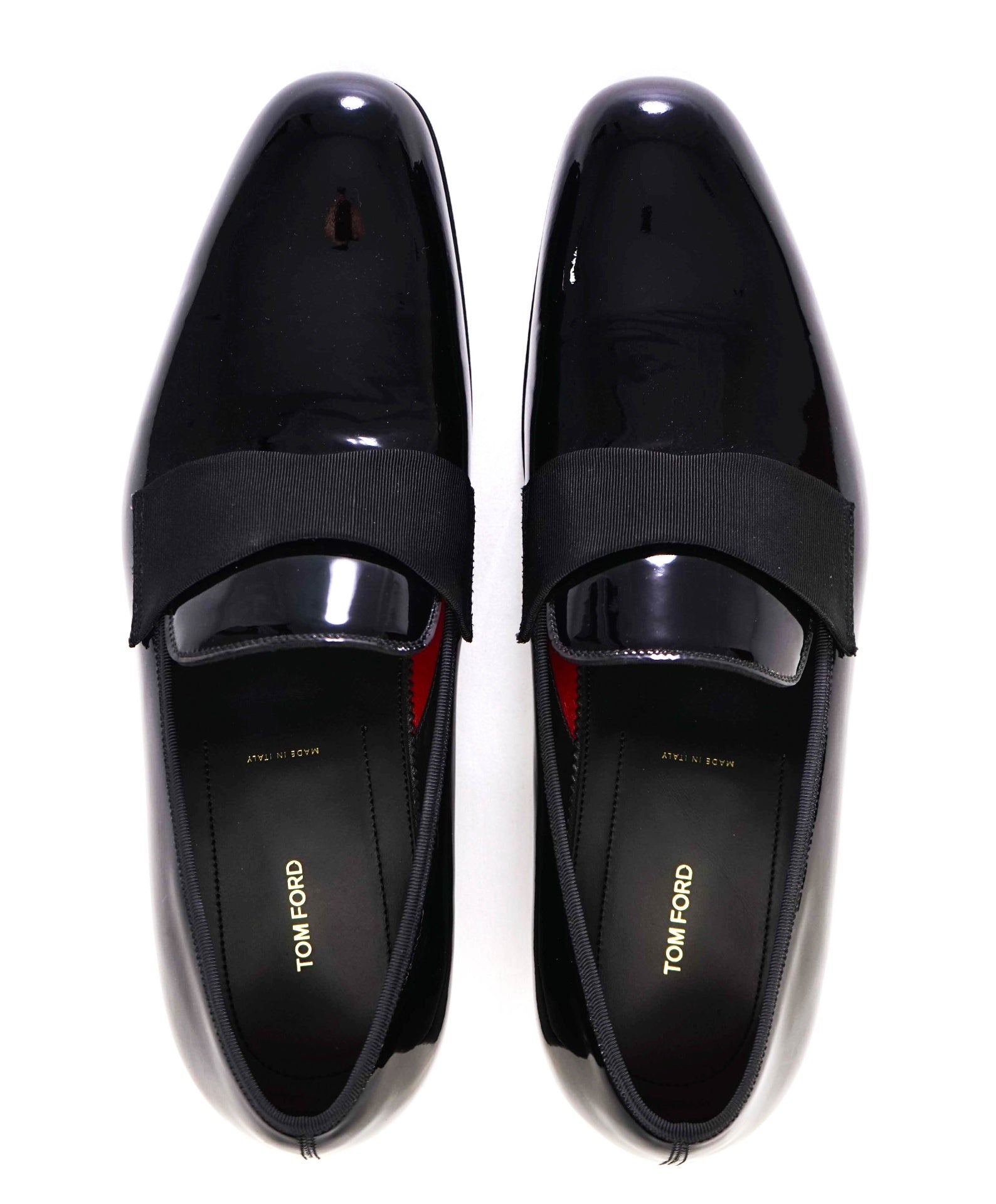 $1,750 TOM FORD Black Patent Leather Tuxedo Loafers 8.5 US (8T)