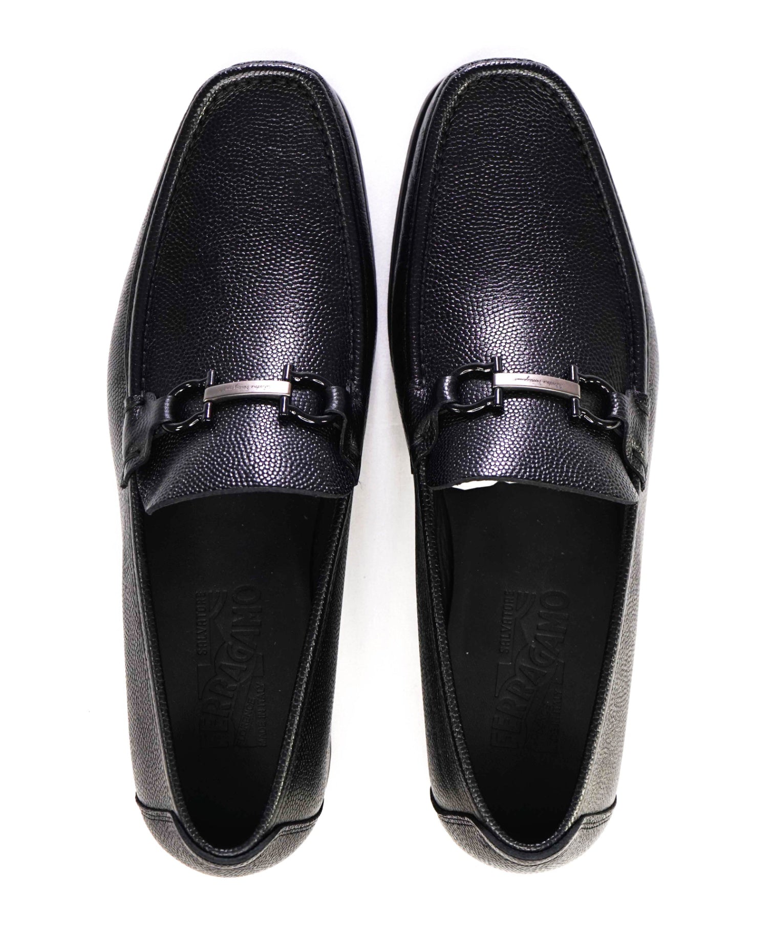 $850 Salvatore Ferragamo "REGAL" Black Leather Loafers 9.5