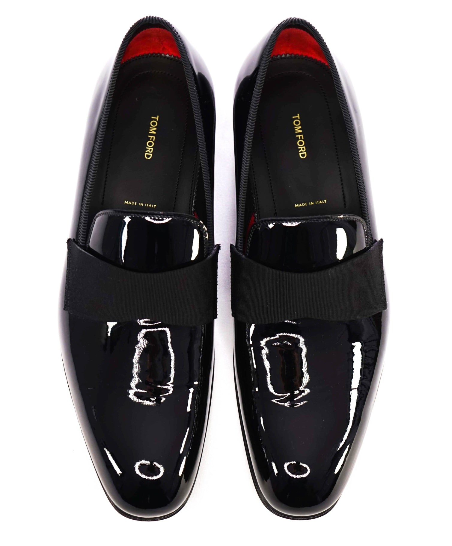 $1,750 TOM FORD Black Patent Leather Tuxedo Loafers 8.5 US (8T)