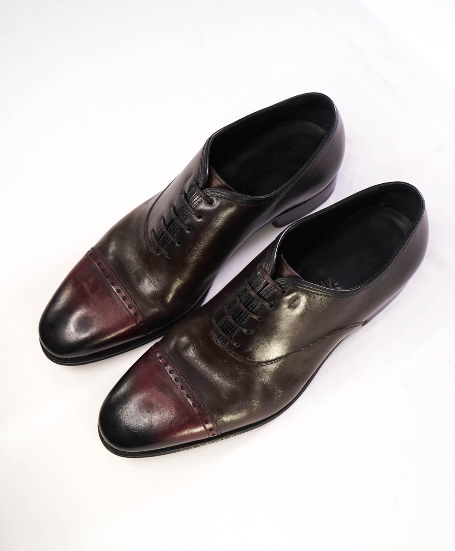 SALVATORE FERRAGAMO - "Limited Edition Tramezza" Burgundy Oxfords - 10 EE