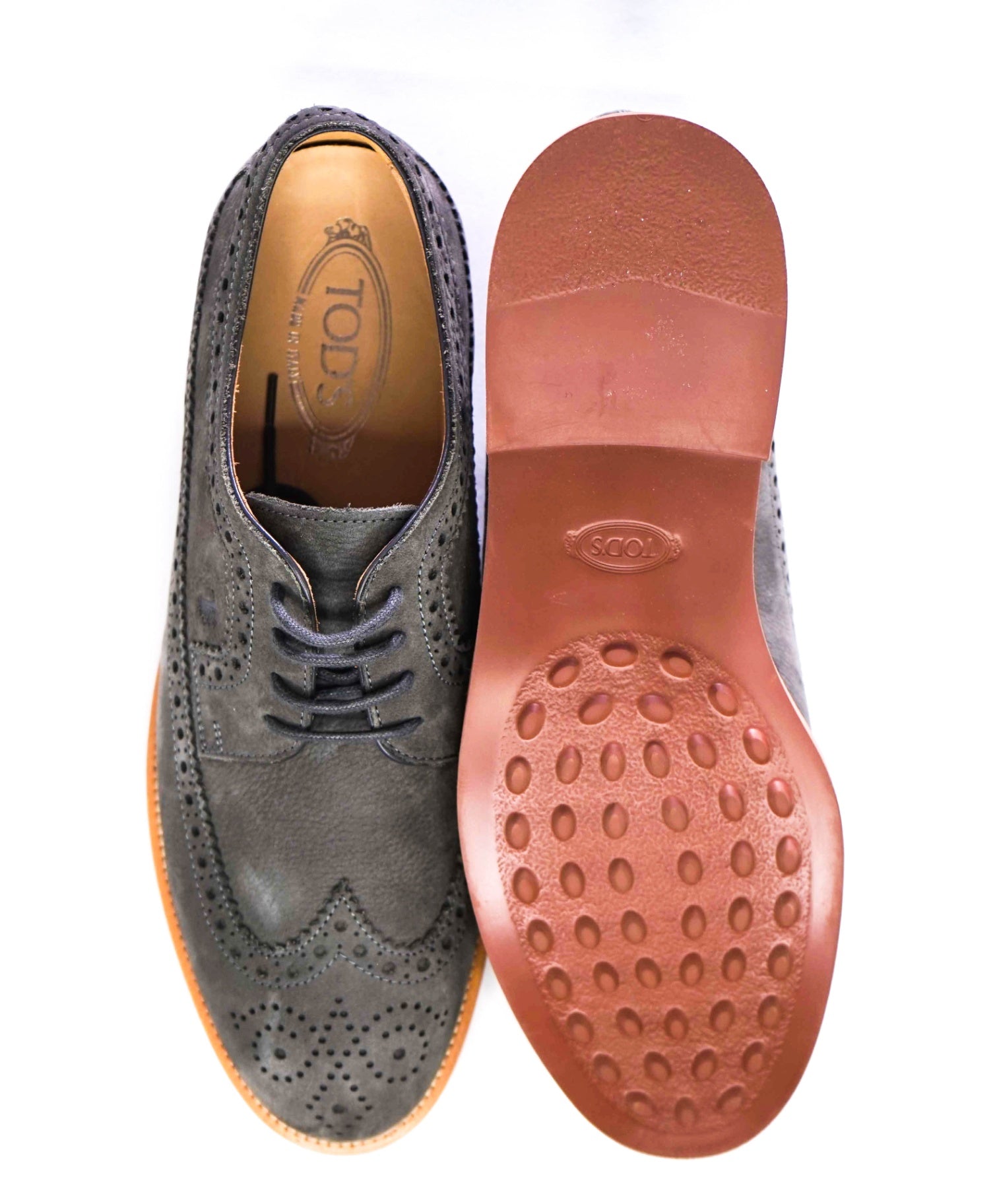 $700 Tod's Solid Grey Suede Derbies Leather Footwear 10 US (9UK)