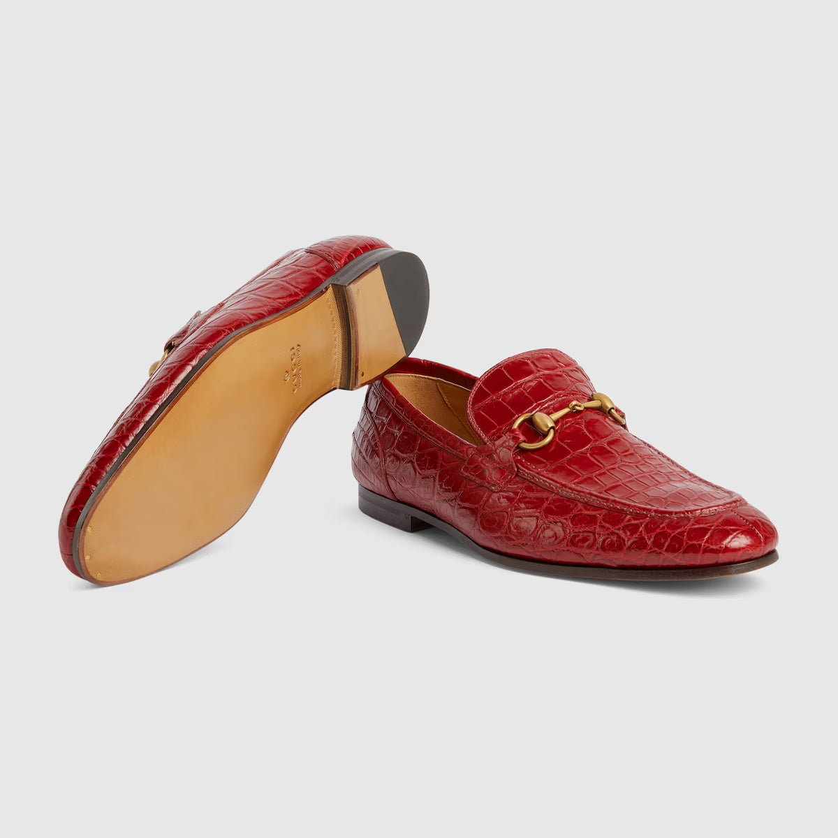 $4,300 GUCCI "JORDAAN" Crocodile Skin Red Loafers 6.5 US (6G)