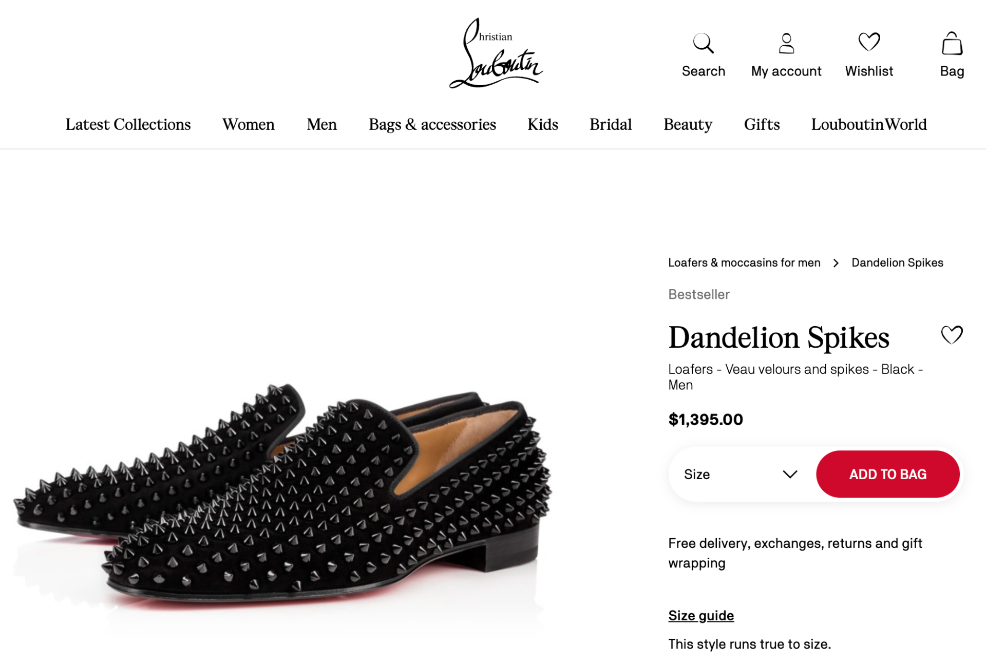 $1,395 Christian Louboutin Black Dandelion Spikes Loafers US 8 (41EU)
