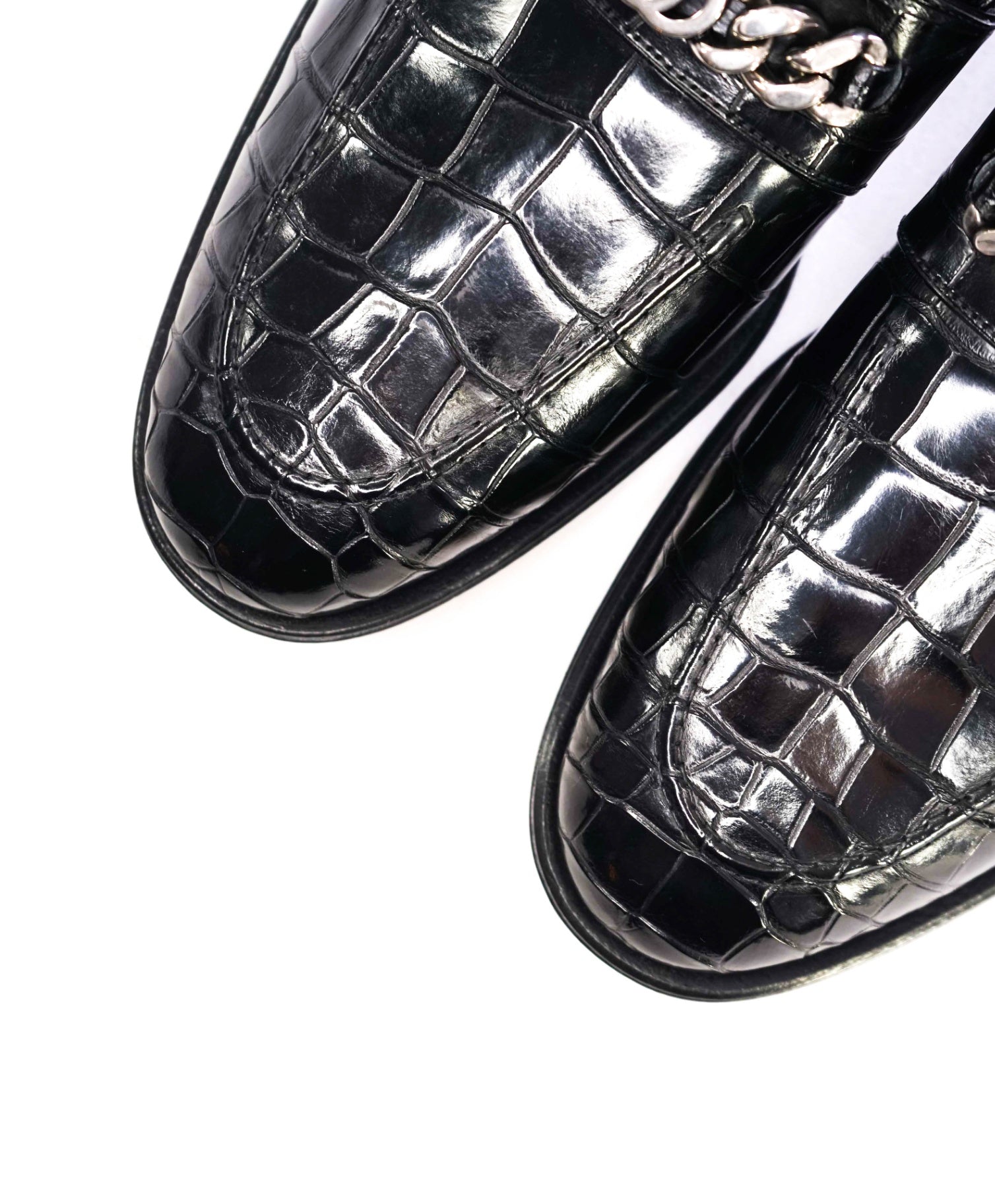 $4,300 GUCCI Black Loafers Alligator Leather GG Bit 9.5 US (9G)