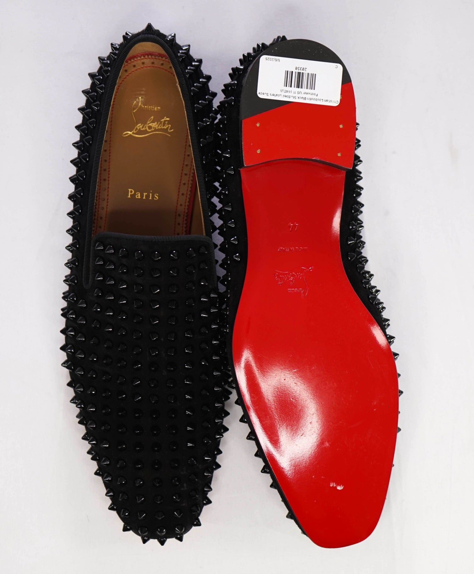 $1,395 Christian Louboutin Black Dandelion Spikes Loafers US 11 (44EU)